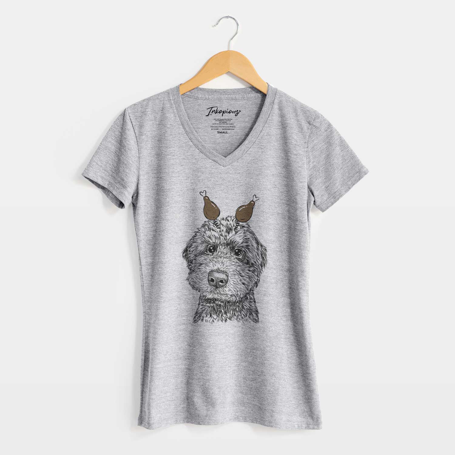 Thanksgiving Bowser the Whoodle - Women's V-neck Shirt