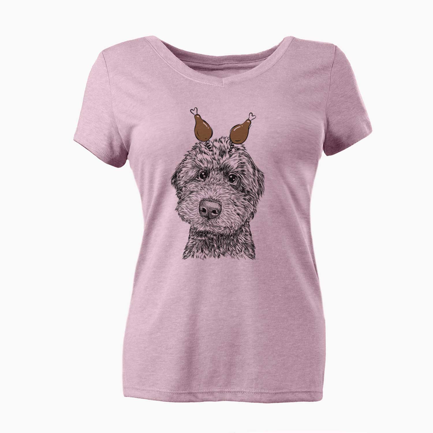 Thanksgiving Bowser the Whoodle - Women's V-neck Shirt