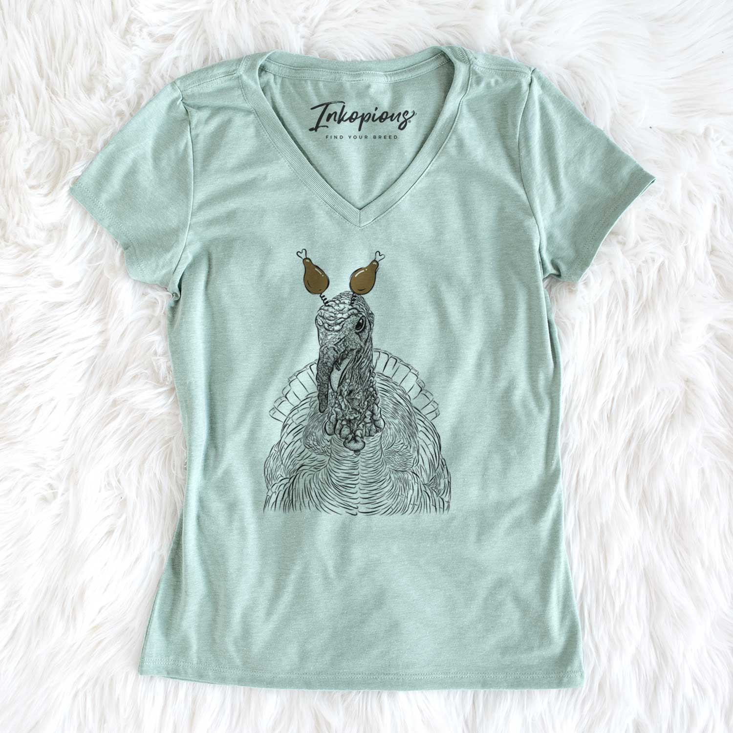 Thanksgiving Brady the Turkey - Women's V-neck Shirt