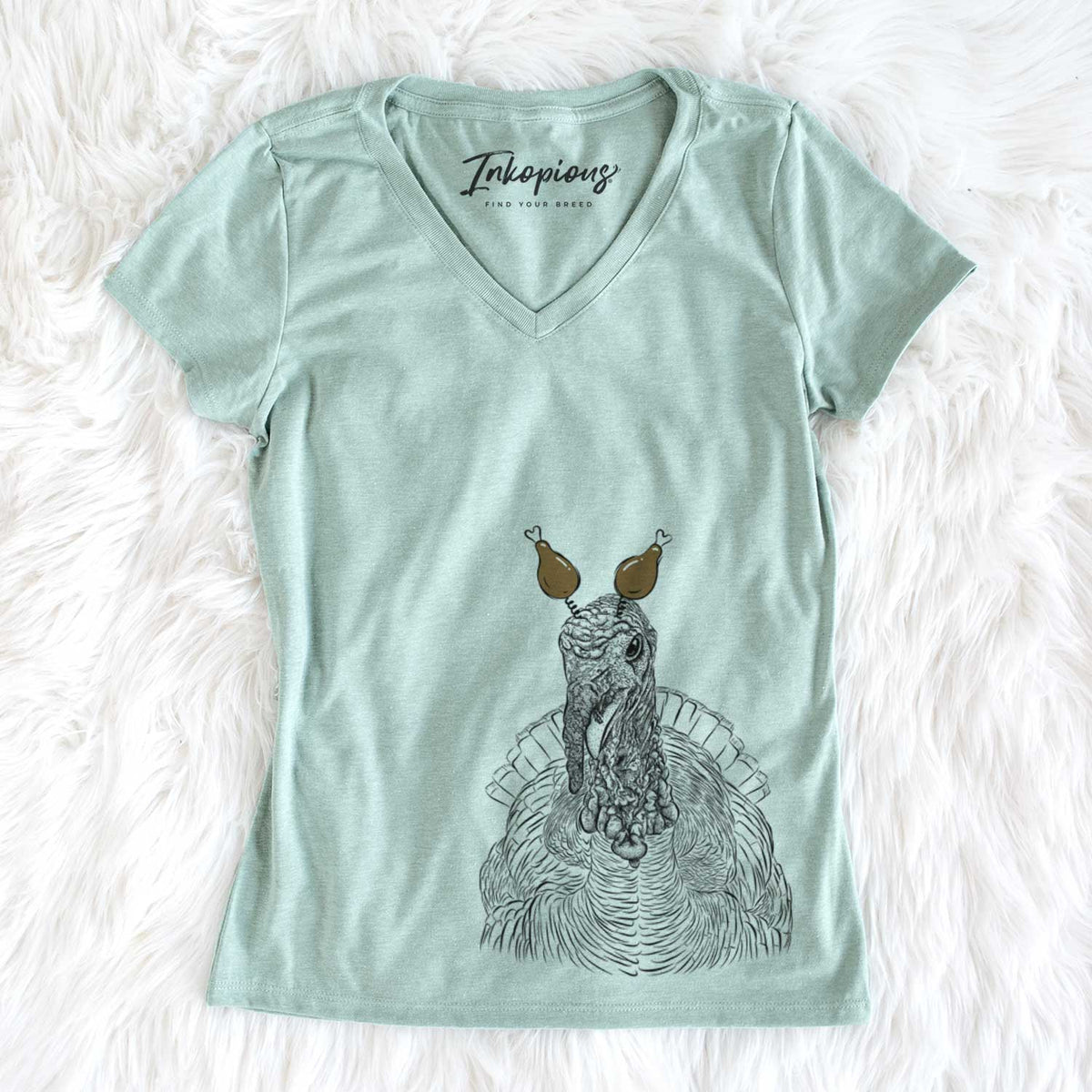 Thanksgiving Brady the Turkey - Women&#39;s V-neck Shirt