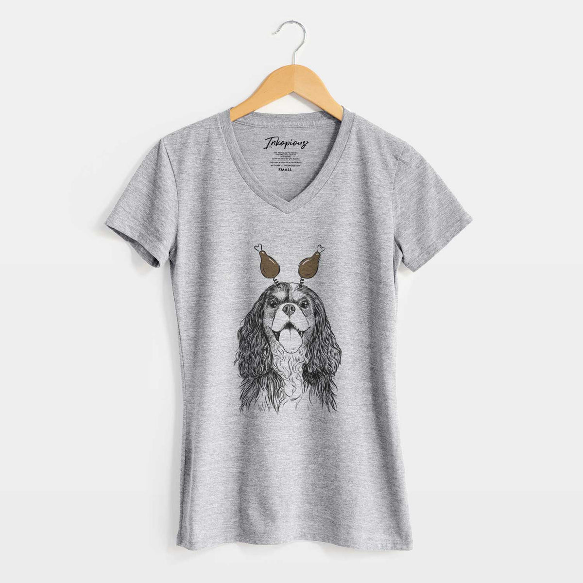 Thanksgiving Brandy the Cavalier King Charles Spaniel - Women's V-neck Shirt