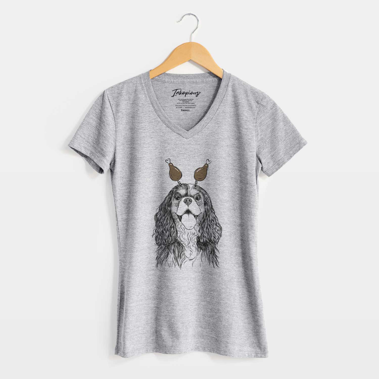 Thanksgiving Brandy the Cavalier King Charles Spaniel - Women's V-neck Shirt