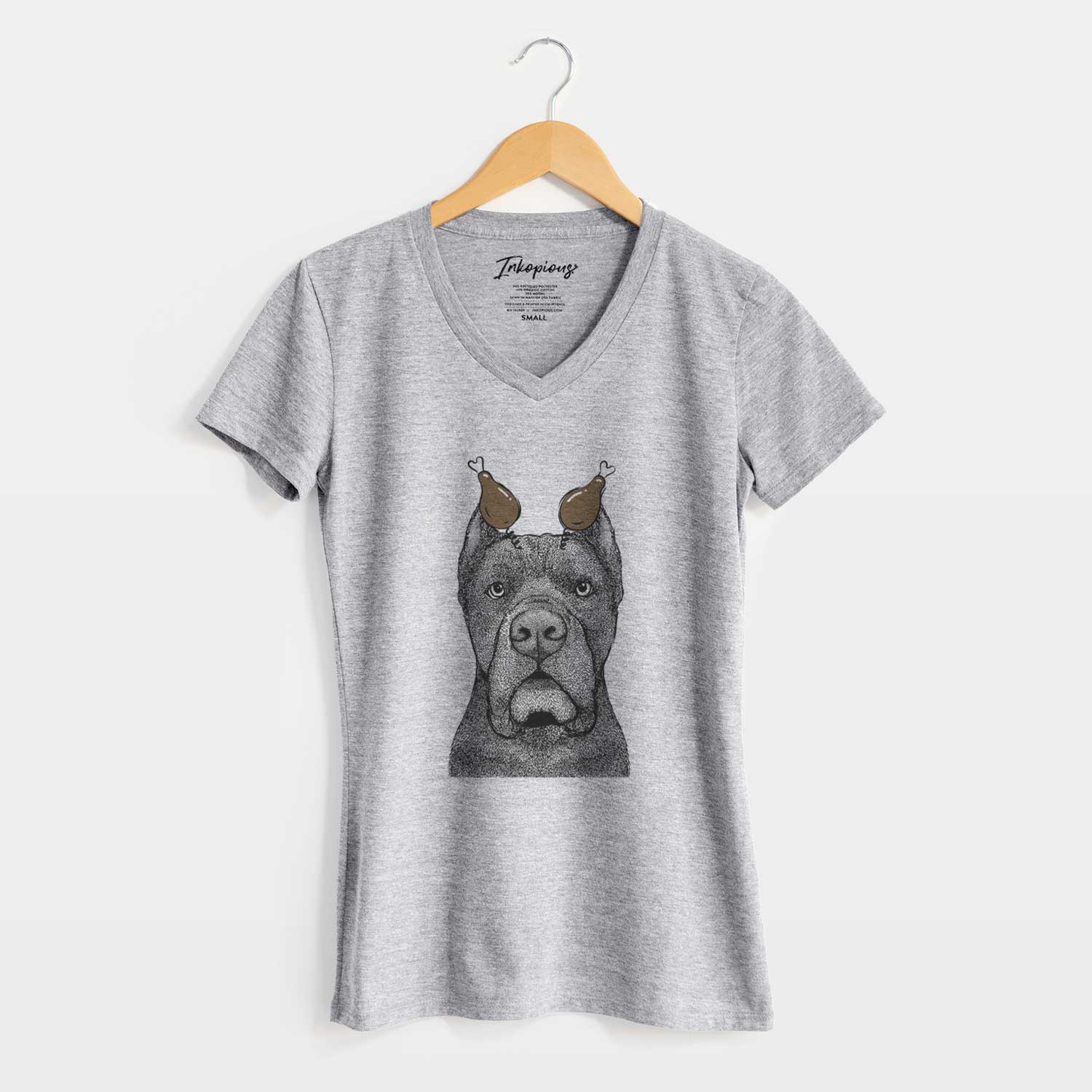 Thanksgiving Bruno the Cane Corso - Women's V-neck Shirt