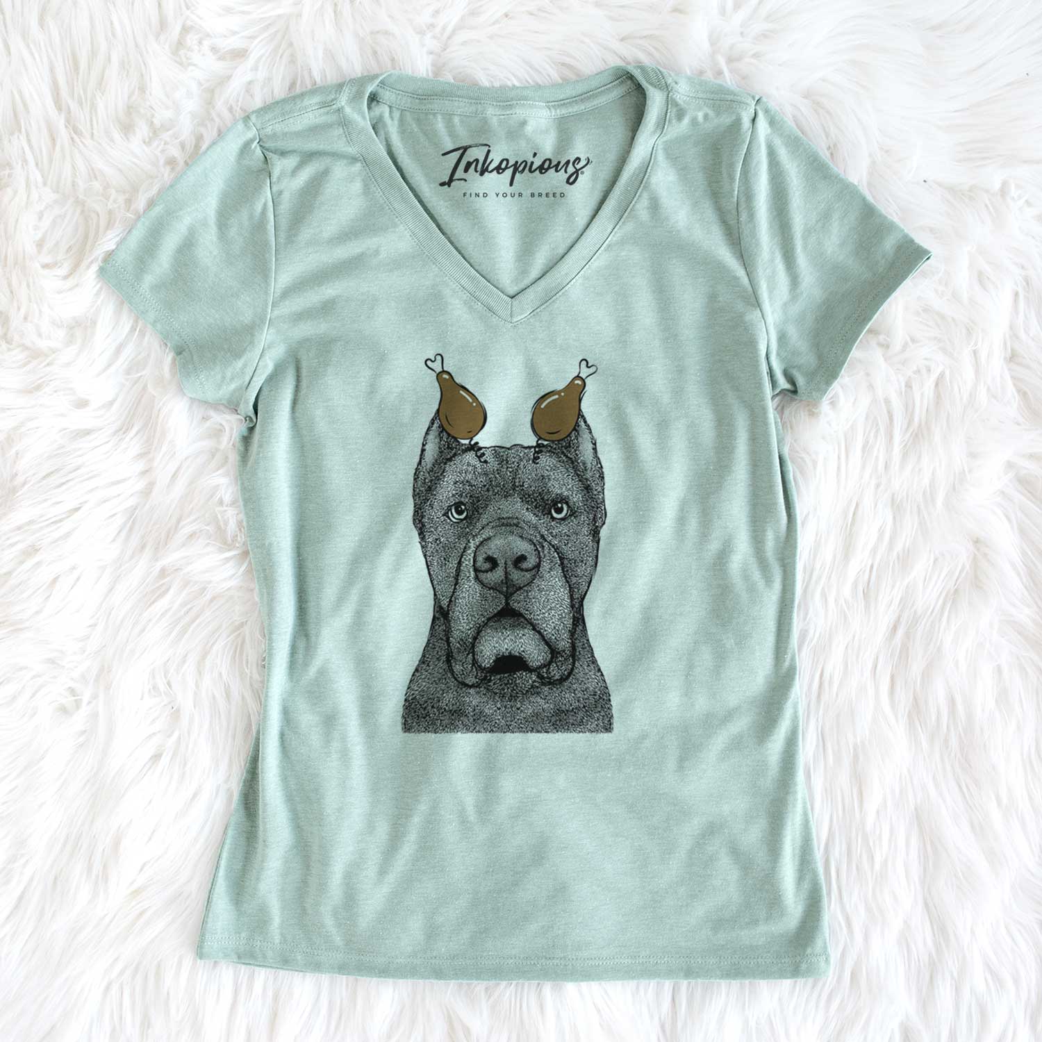 Thanksgiving Bruno the Cane Corso - Women's V-neck Shirt