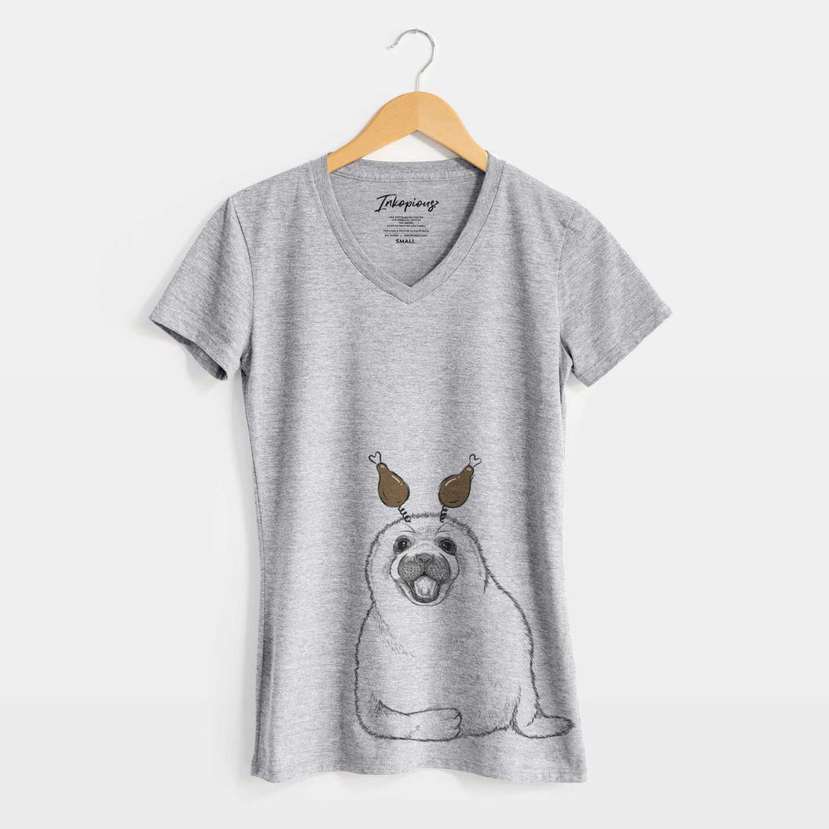 Thanksgiving Bub the Harp Seal - Women's V-neck Shirt