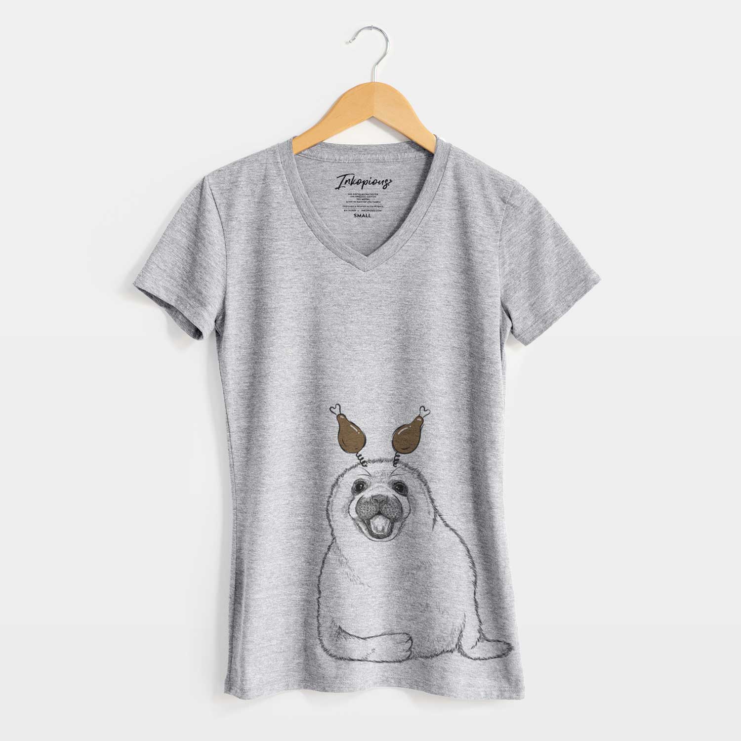 Thanksgiving Bub the Harp Seal - Women's V-neck Shirt