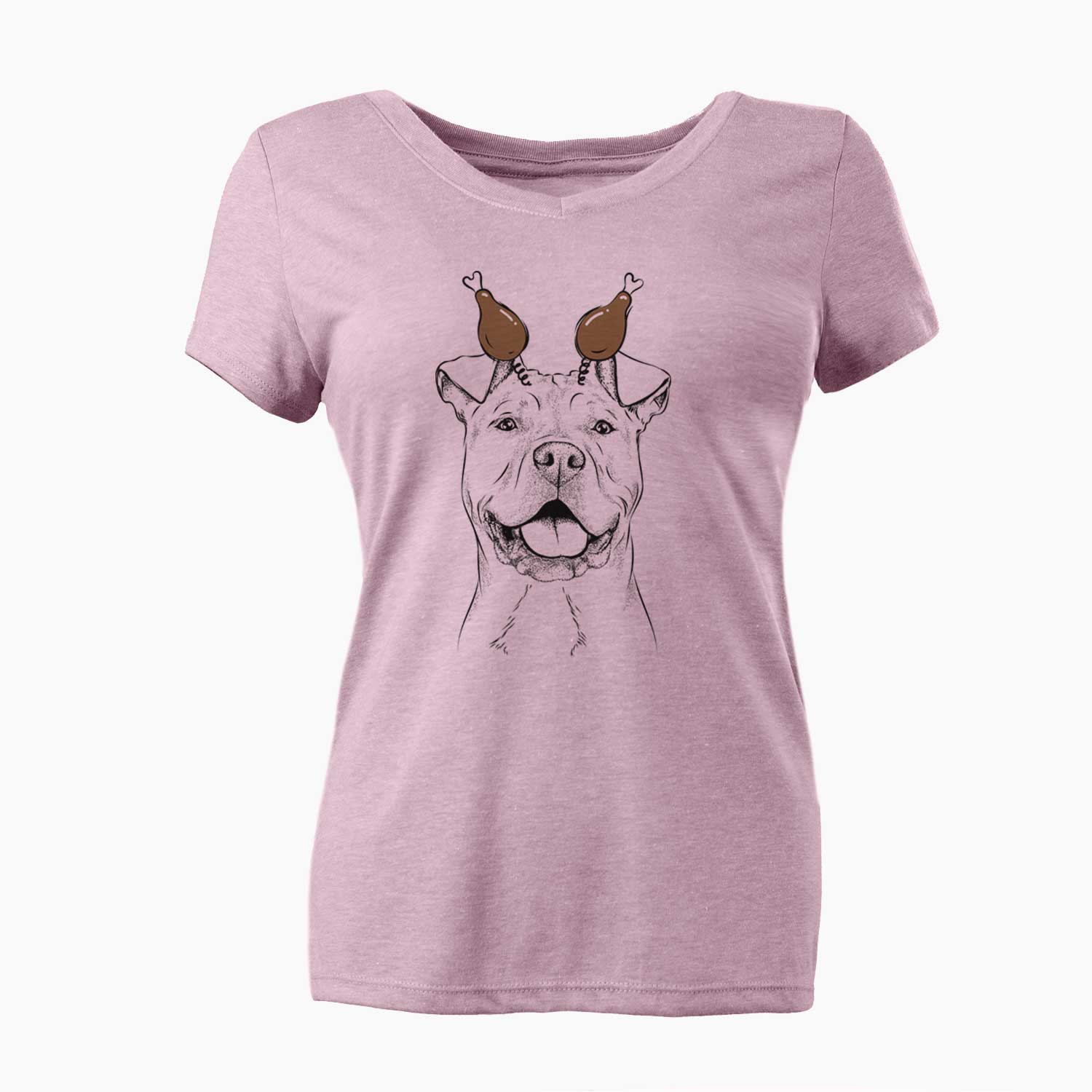 Thanksgiving Bubba Scraps the American Staffordshire Mix - Women's V-neck Shirt