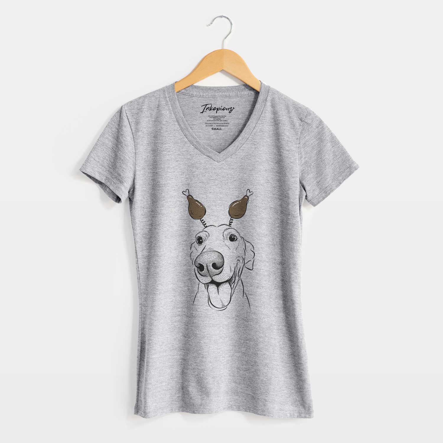 Thanksgiving Buddy the Buddy the Sato / American Village Dog - Women's V-neck Shirt