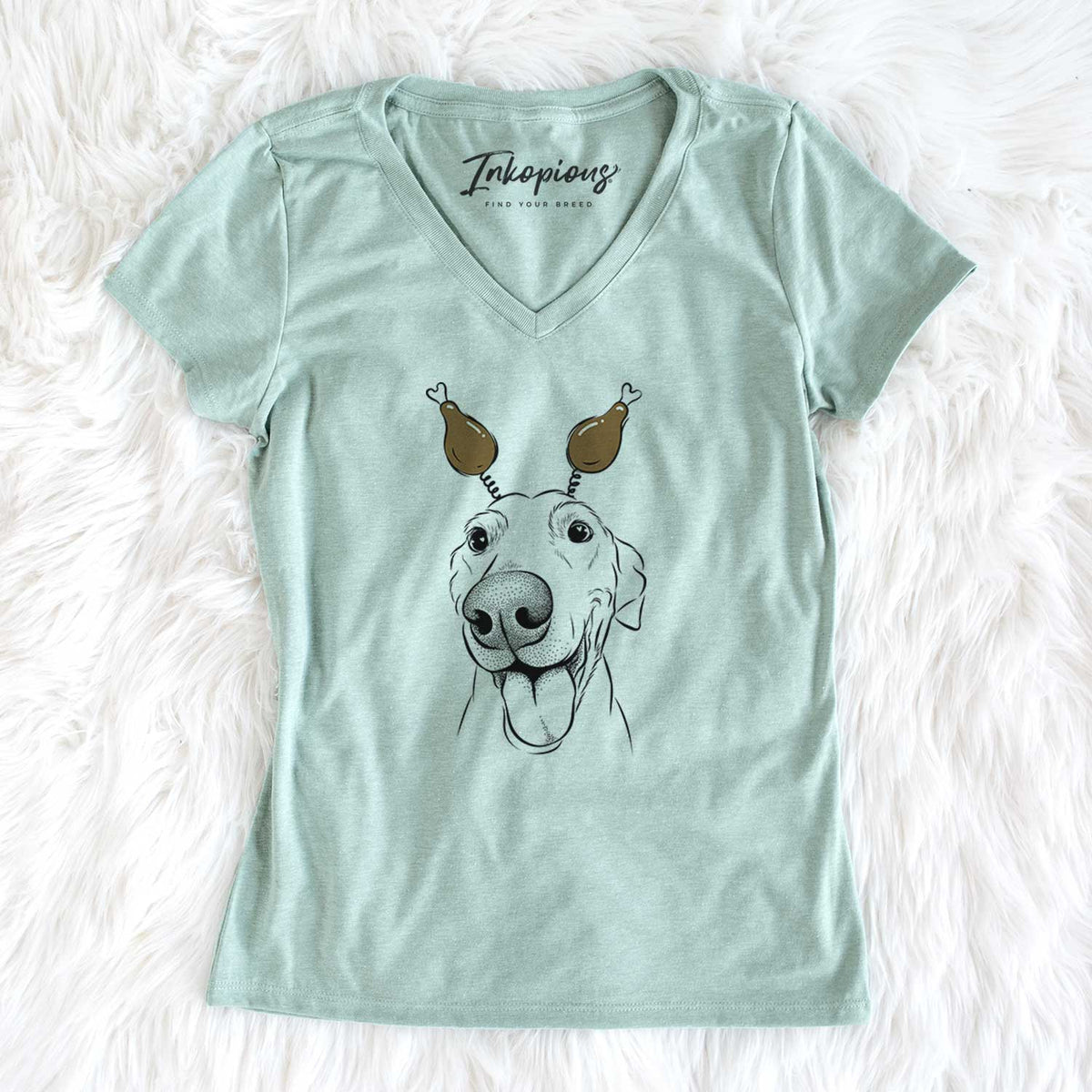Thanksgiving Buddy the Buddy the Sato / American Village Dog - Women's V-neck Shirt