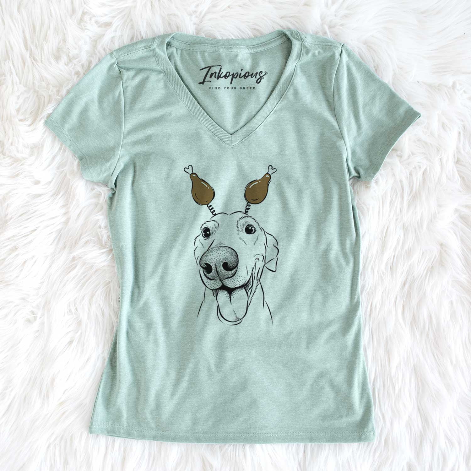 Thanksgiving Buddy the Buddy the Sato / American Village Dog - Women's V-neck Shirt