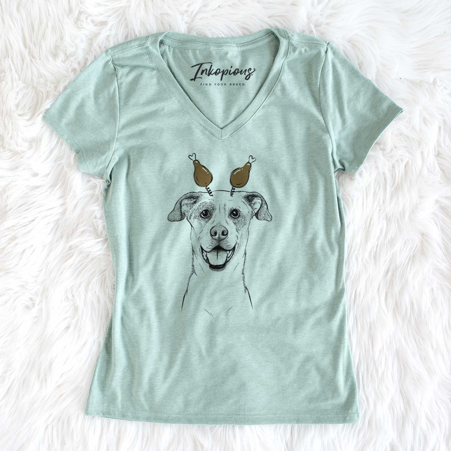Thanksgiving Buffy the Mixed Breed - Women's V-neck Shirt
