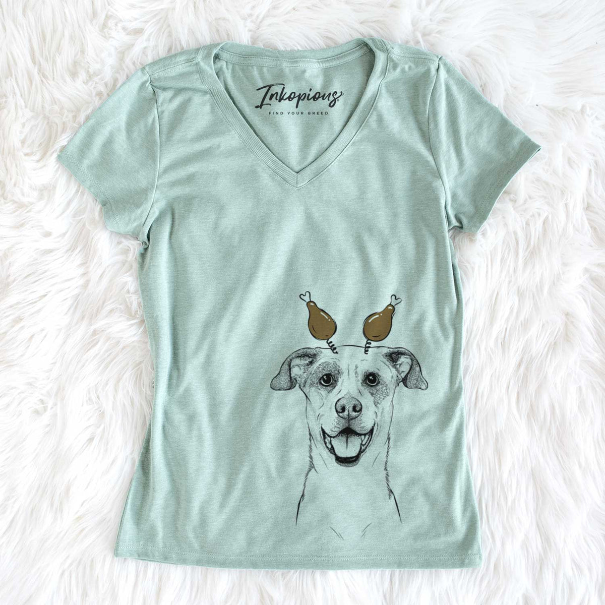 Thanksgiving Buffy the Mixed Breed - Women's V-neck Shirt