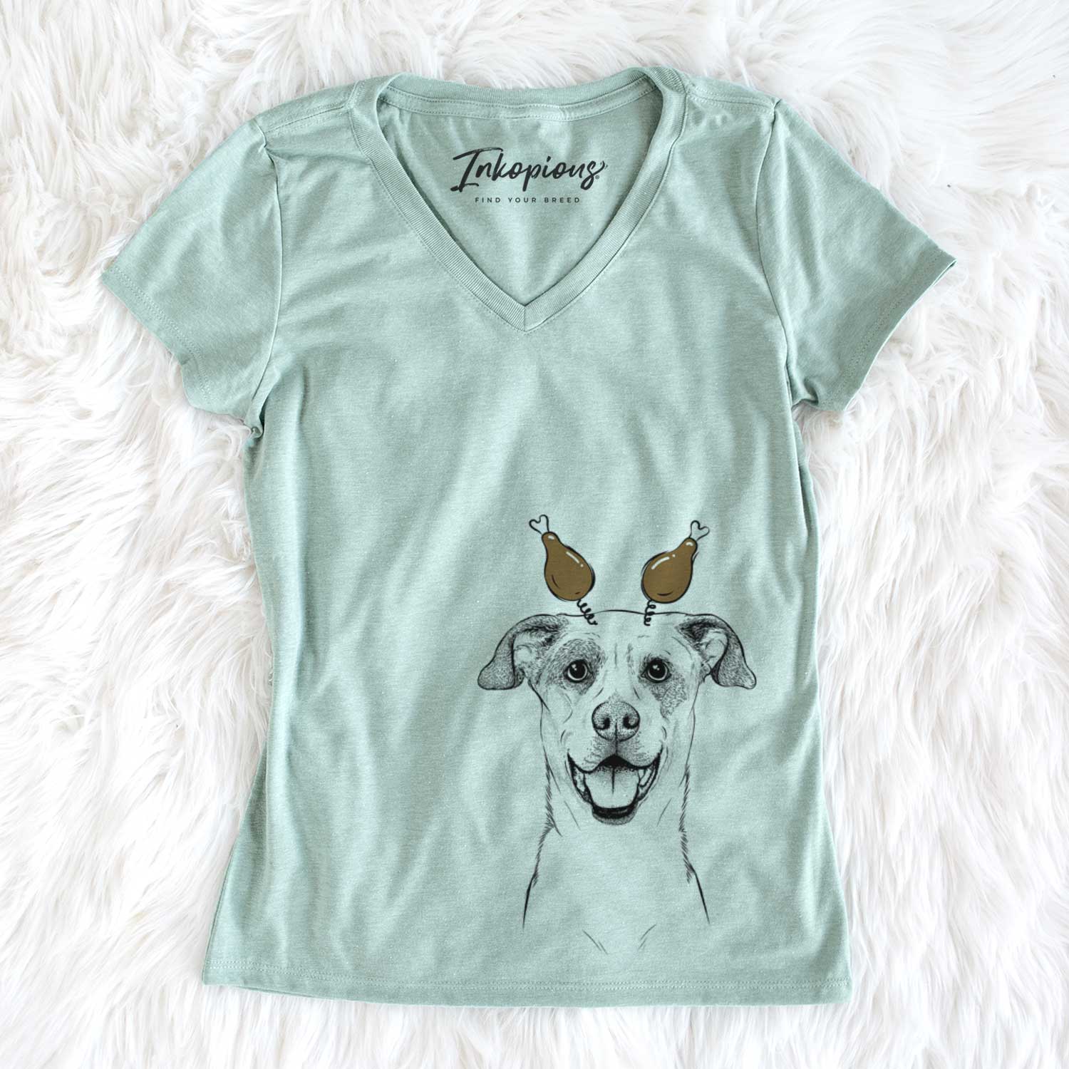 Thanksgiving Buffy the Mixed Breed - Women's V-neck Shirt