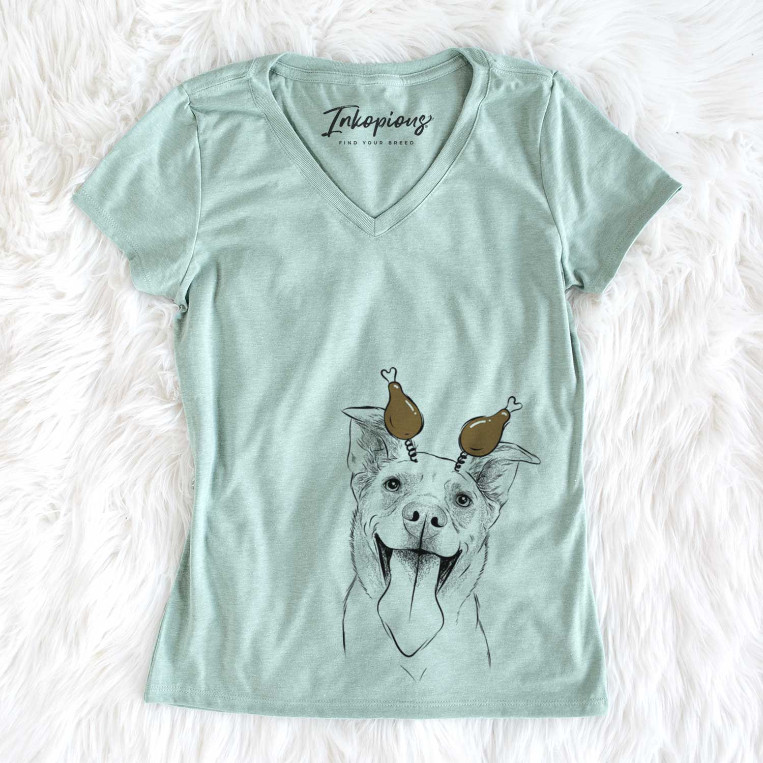 Thanksgiving Candy the Mixed Breed - Women's V-neck Shirt