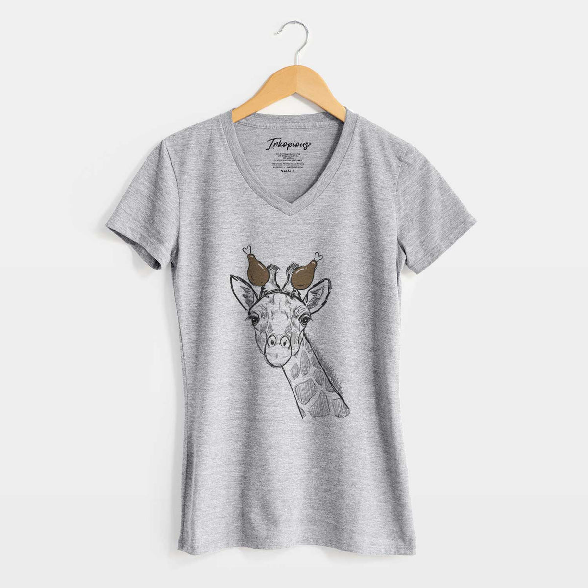Thanksgiving Cedrick the Giraffe - Women's V-neck Shirt