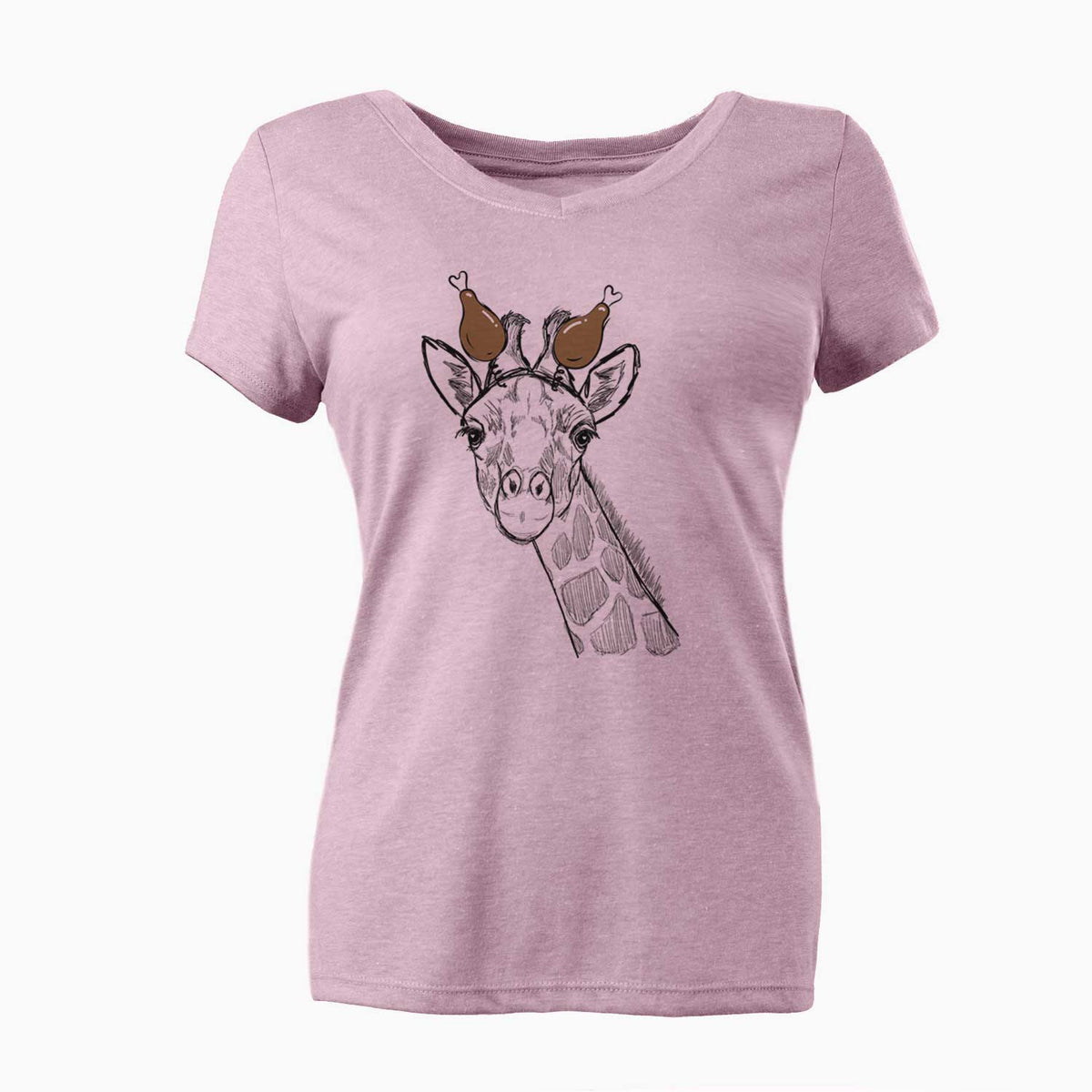 Thanksgiving Cedrick the Giraffe - Women's V-neck Shirt