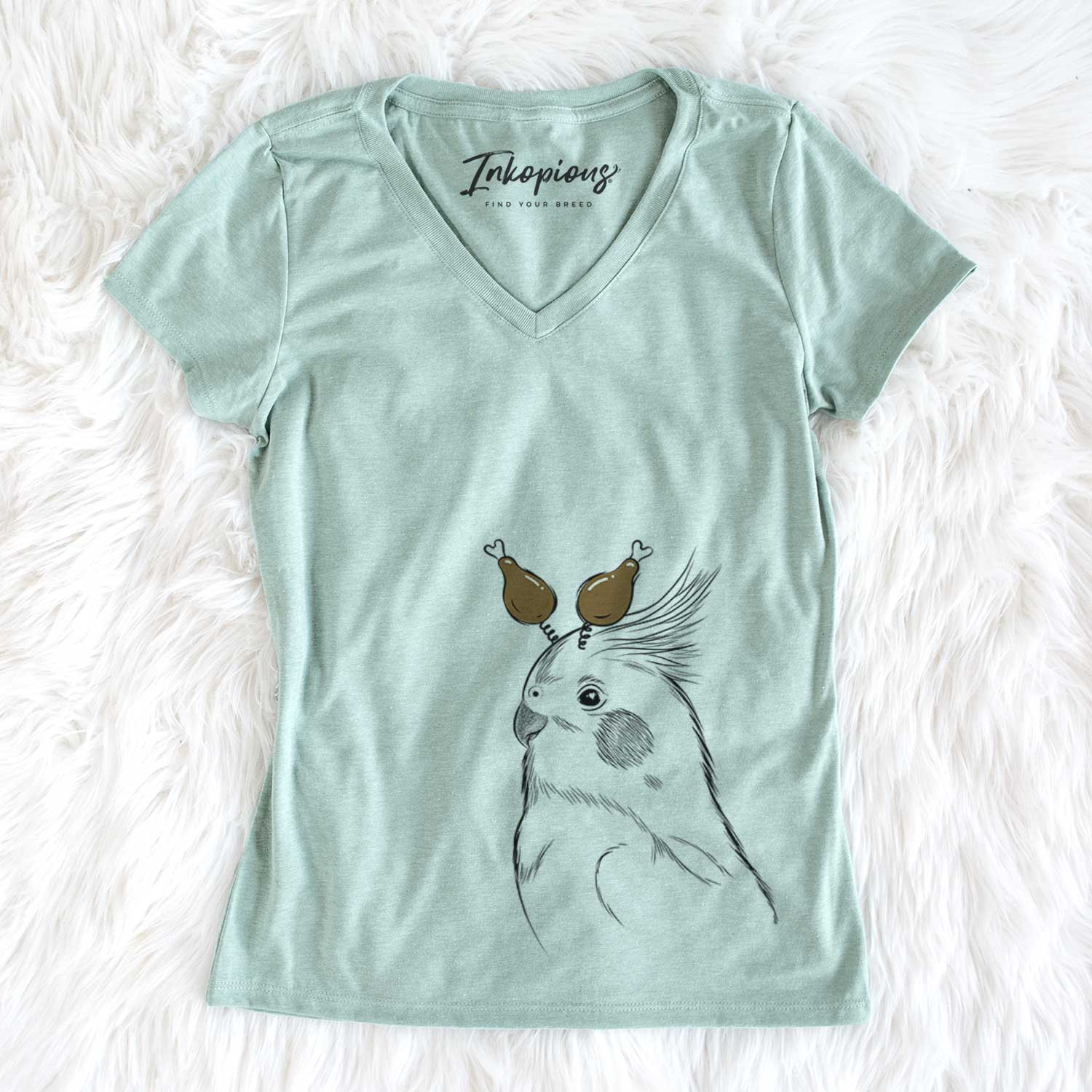 Thanksgiving Charlie the Cockatiel - Women's V-neck Shirt