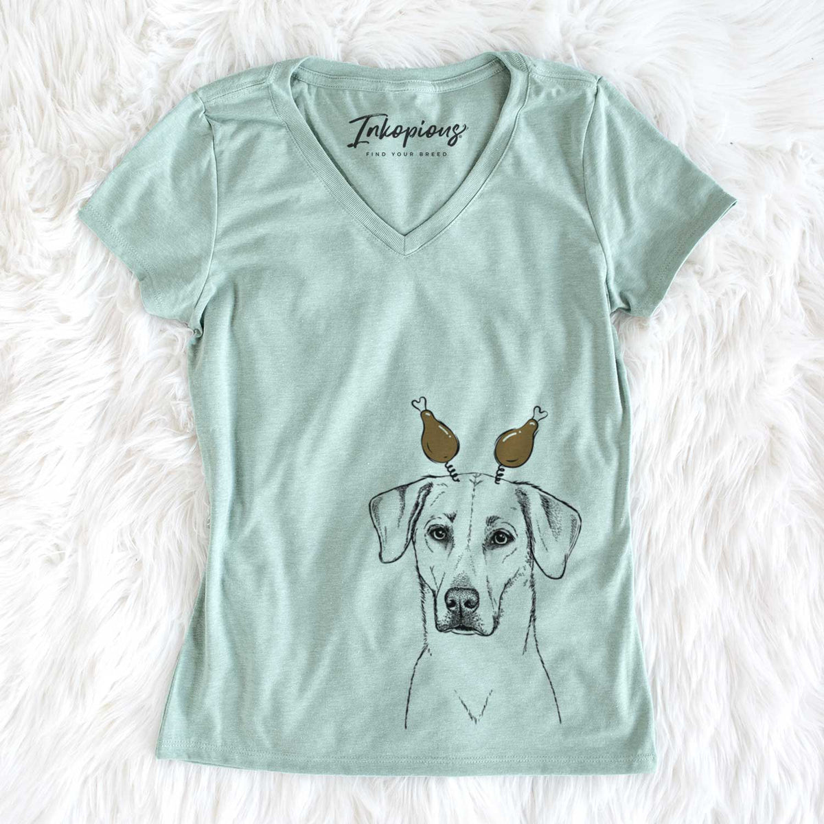 Thanksgiving Charlie Girl the Yellow Lab - Women&#39;s V-neck Shirt