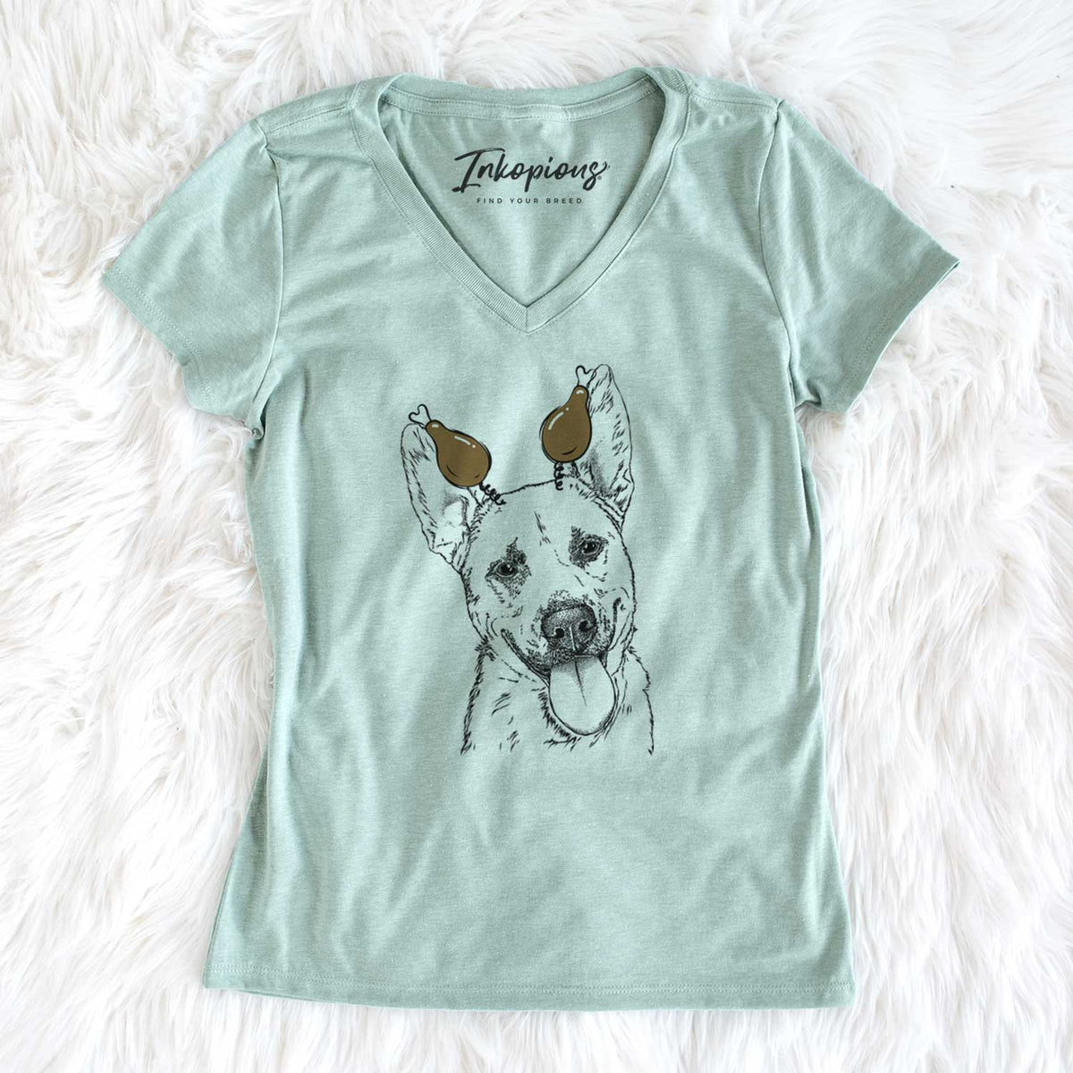Thanksgiving Charlie the Mixed Breed - Women's V-neck Shirt