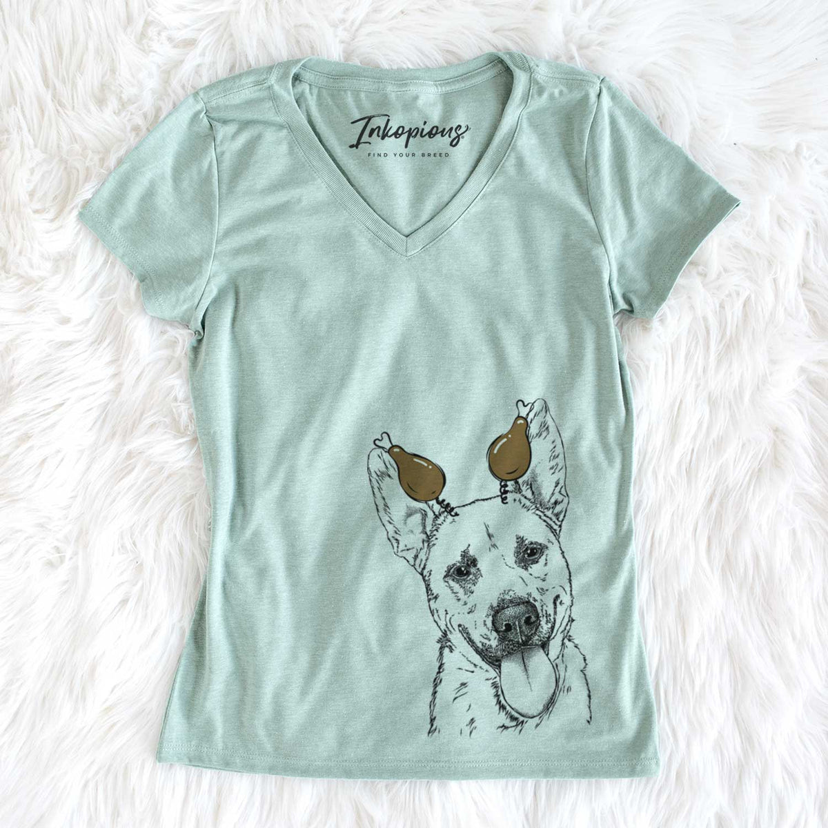 Thanksgiving Charlie the Mixed Breed - Women&#39;s V-neck Shirt