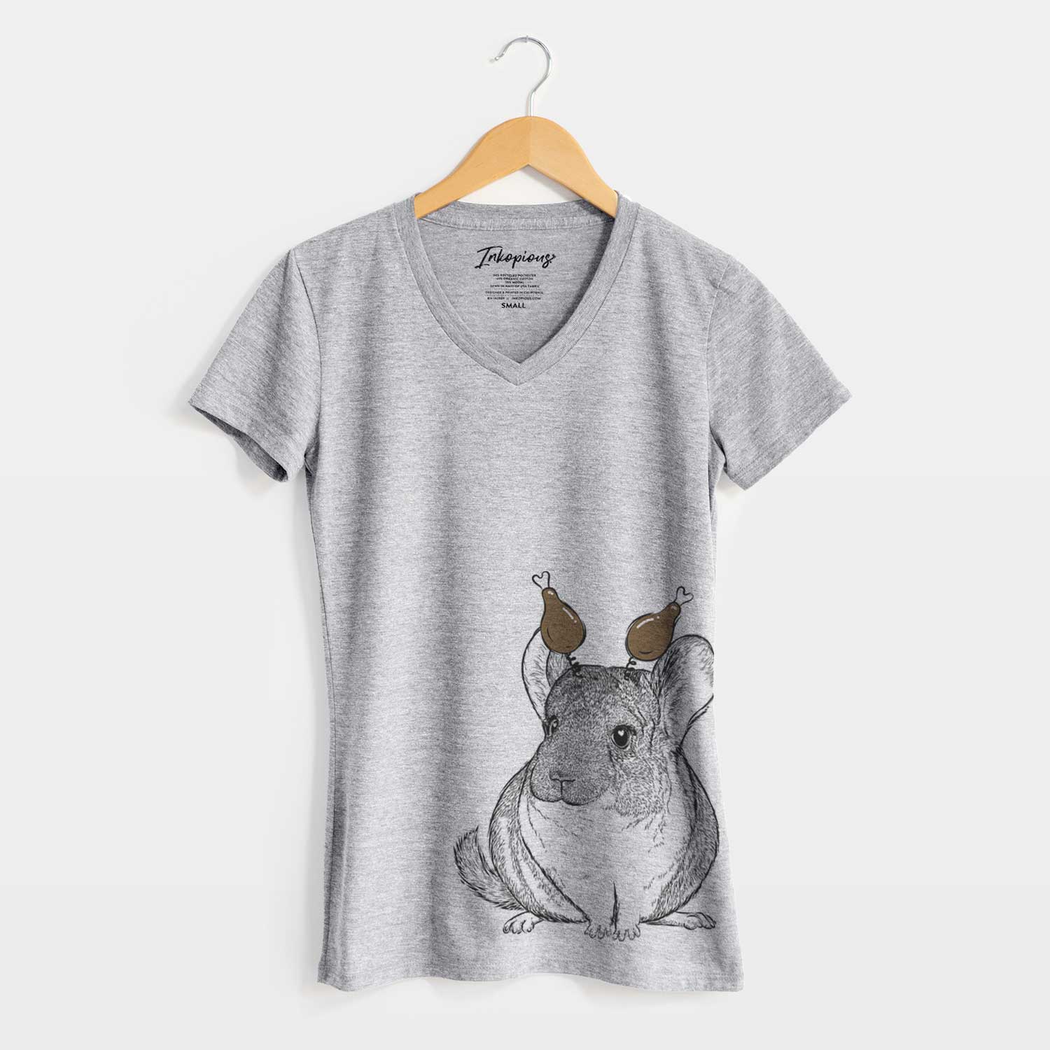 Thanksgiving Cheddar the Chinchilla - Women's V-neck Shirt