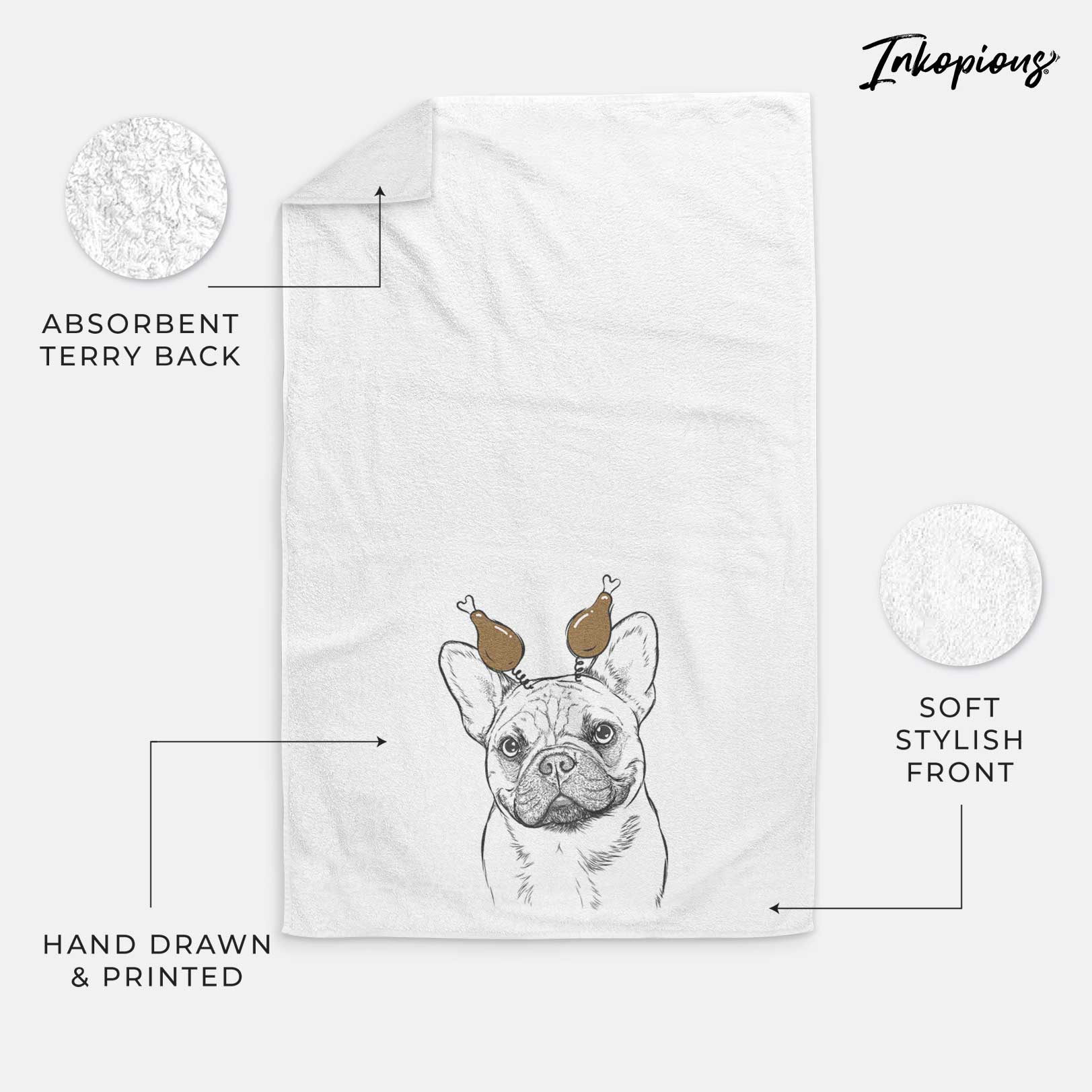 Chew Chew the French Bulldog Decorative Hand Towel