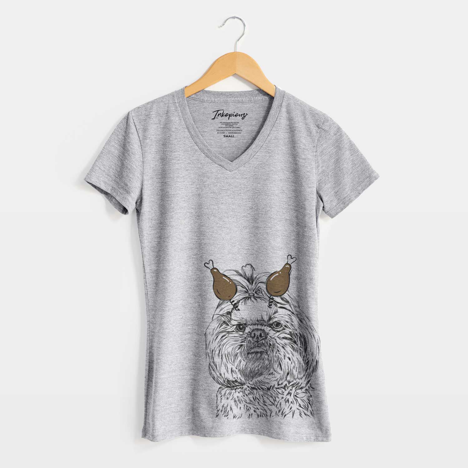 Thanksgiving Chewie the Shih Tzu - Women's V-neck Shirt