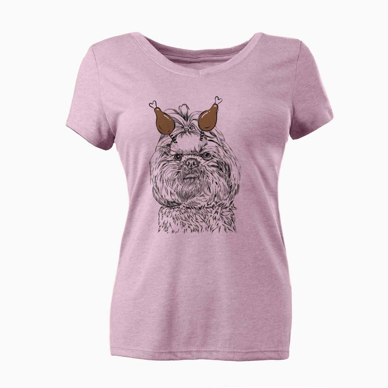 Thanksgiving Chewie the Shih Tzu - Women's V-neck Shirt