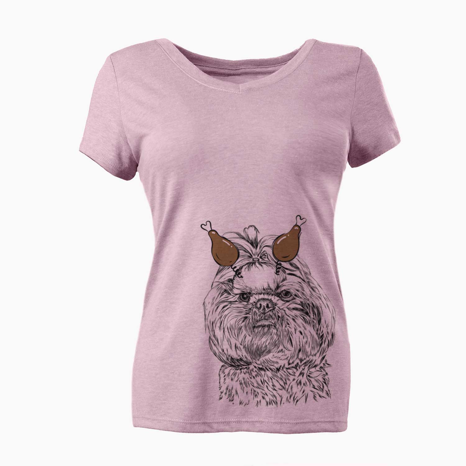 Thanksgiving Chewie the Shih Tzu - Women's V-neck Shirt