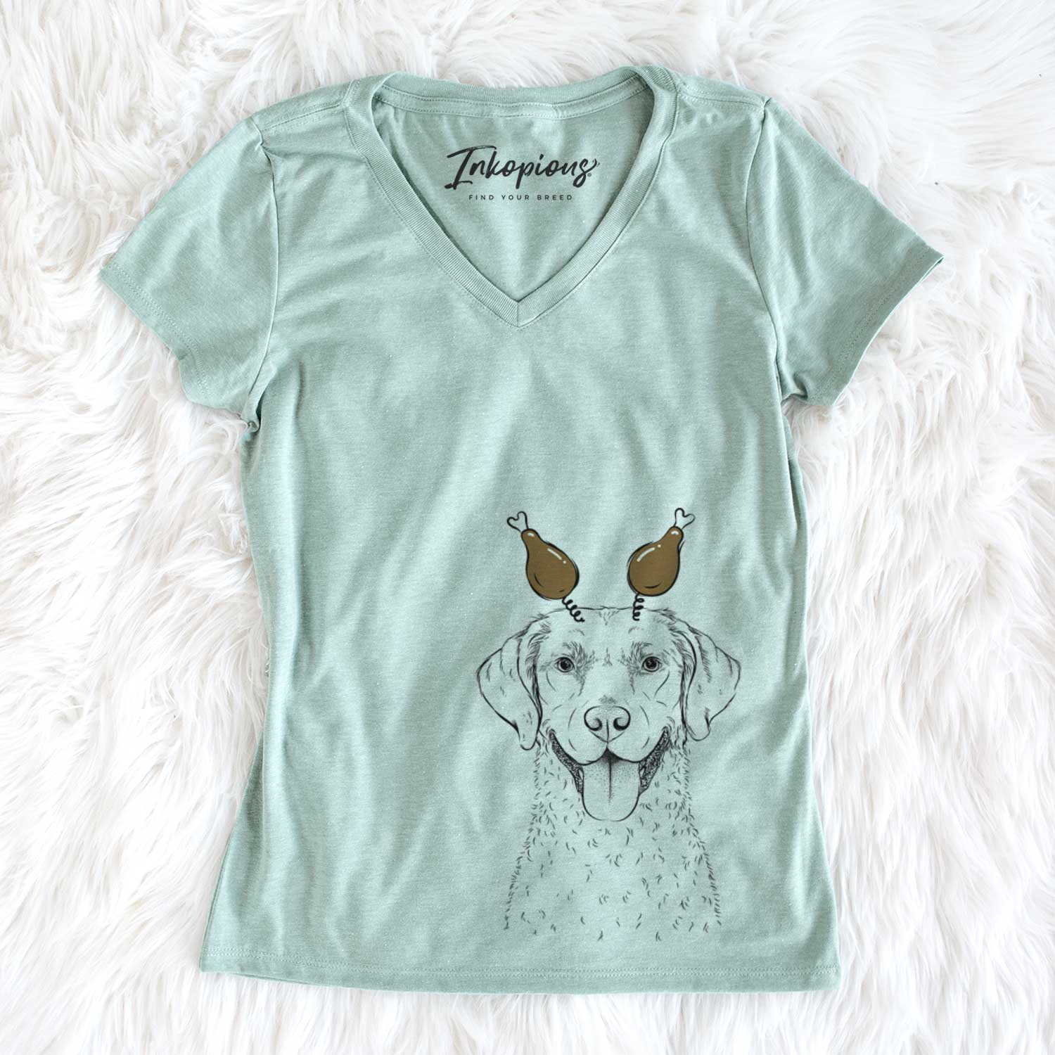 Thanksgiving Chip the Chesapeake Bay Retriever - Women's V-neck Shirt