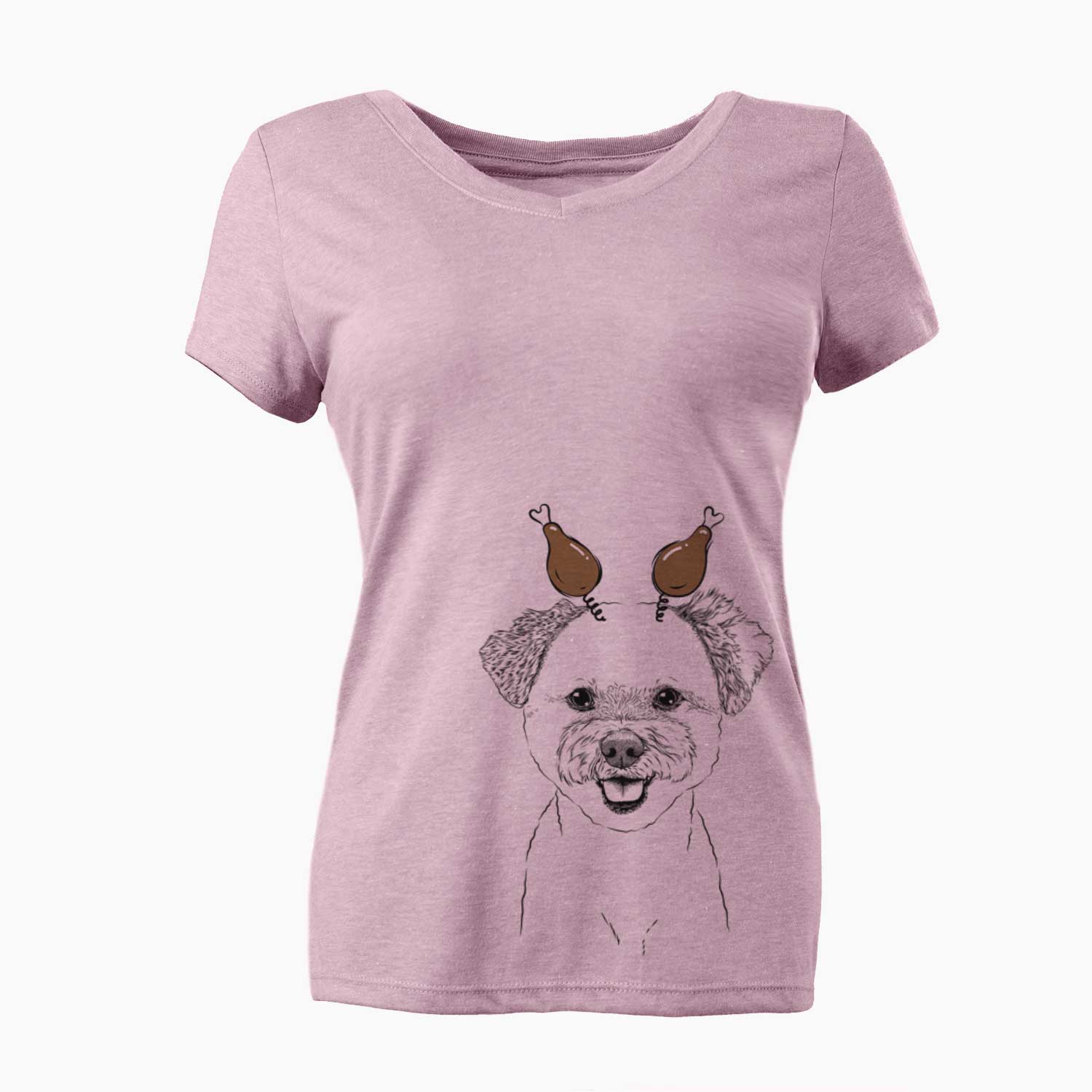 Thanksgiving Chippy the Mixed Breed - Women's V-neck Shirt