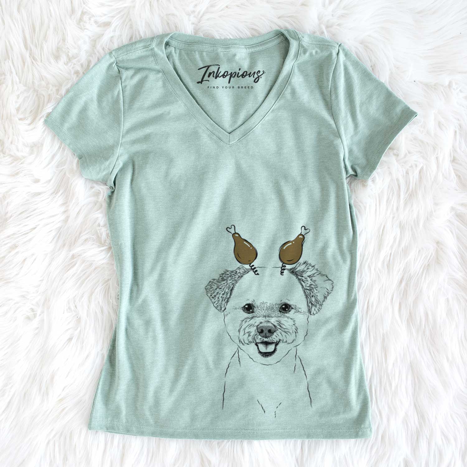Thanksgiving Chippy the Mixed Breed - Women's V-neck Shirt