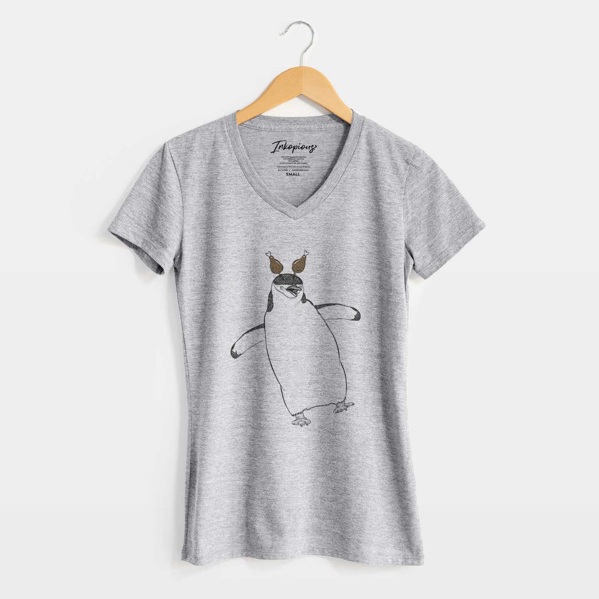 Thanksgiving Chive the Chinstrap Penguin - Women's V-neck Shirt