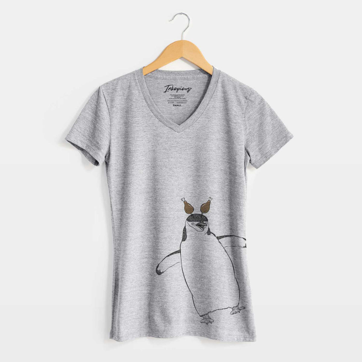 Thanksgiving Chive the Chinstrap Penguin - Women's V-neck Shirt