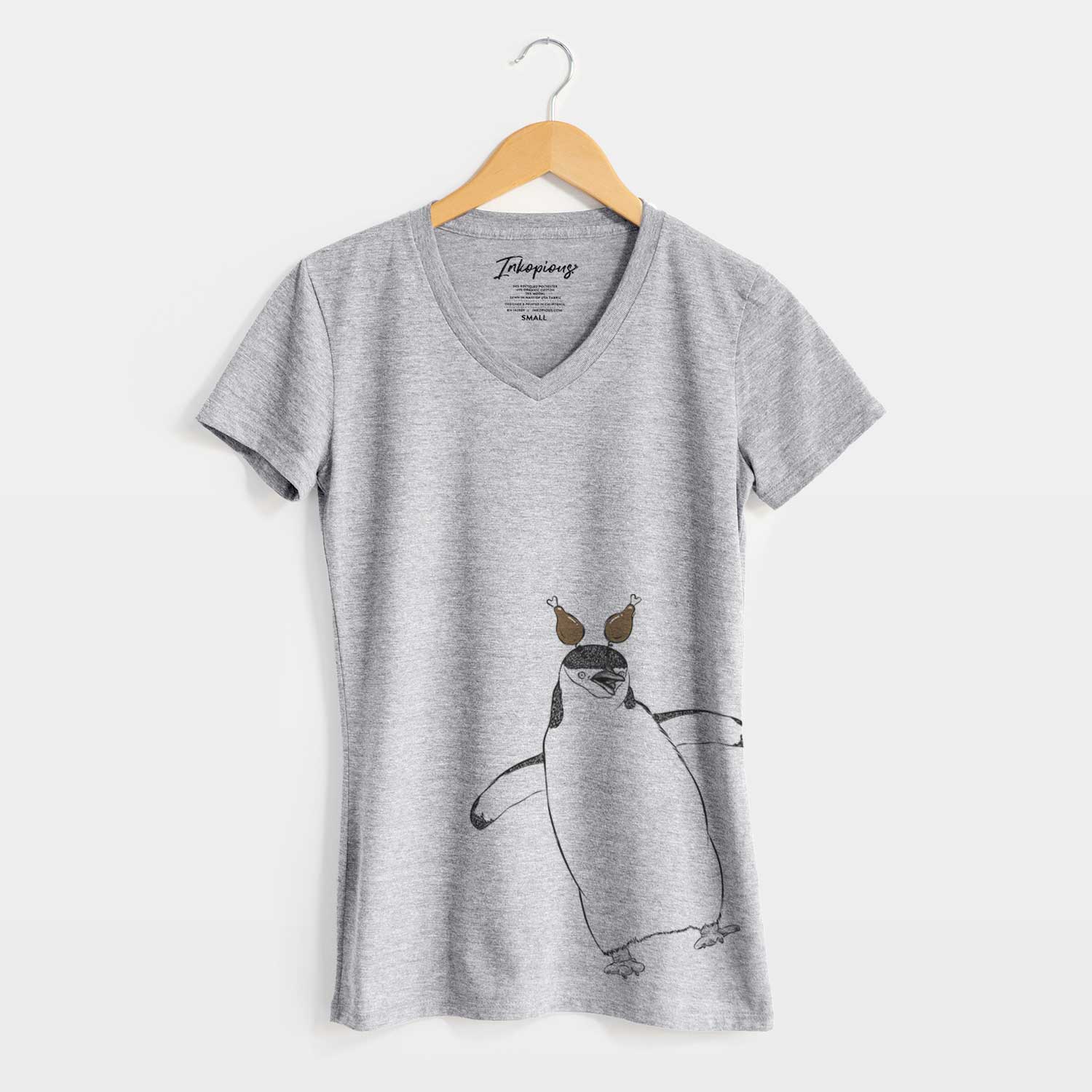 Thanksgiving Chive the Chinstrap Penguin - Women's V-neck Shirt