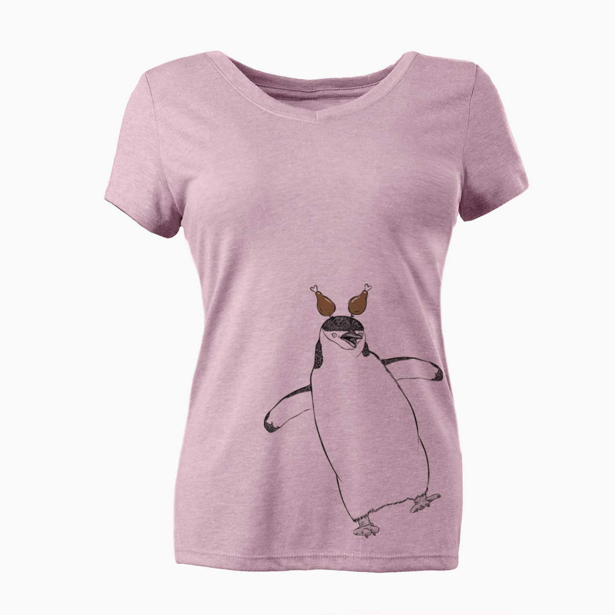Thanksgiving Chive the Chinstrap Penguin - Women's V-neck Shirt