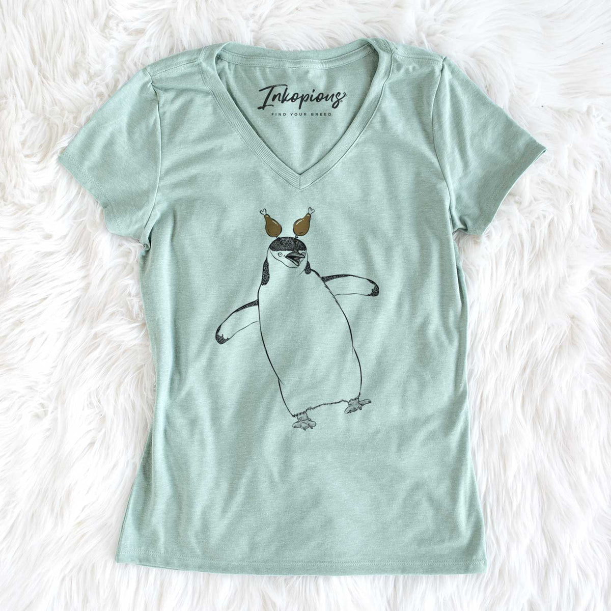 Thanksgiving Chive the Chinstrap Penguin - Women's V-neck Shirt
