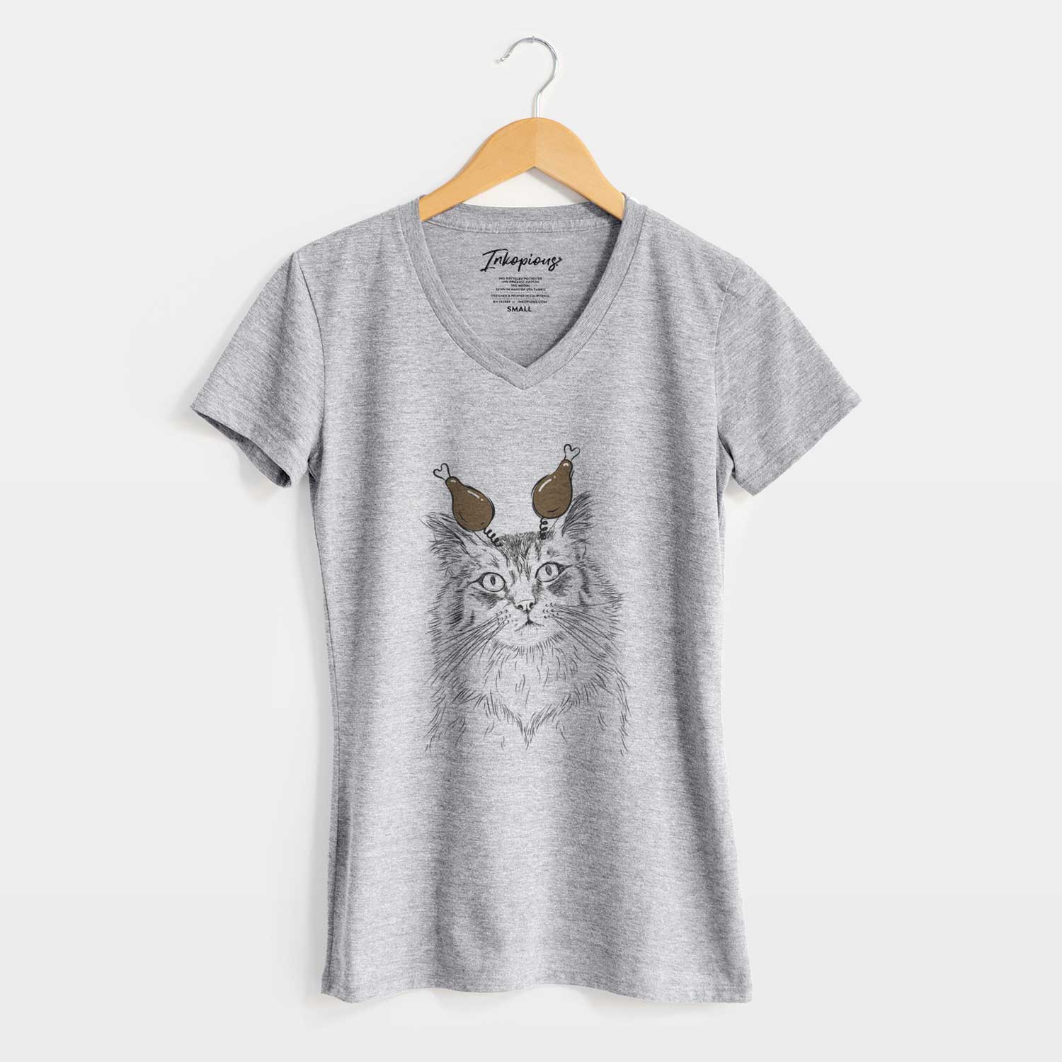 Thanksgiving Chloe the Tabby Cat - Women's V-neck Shirt