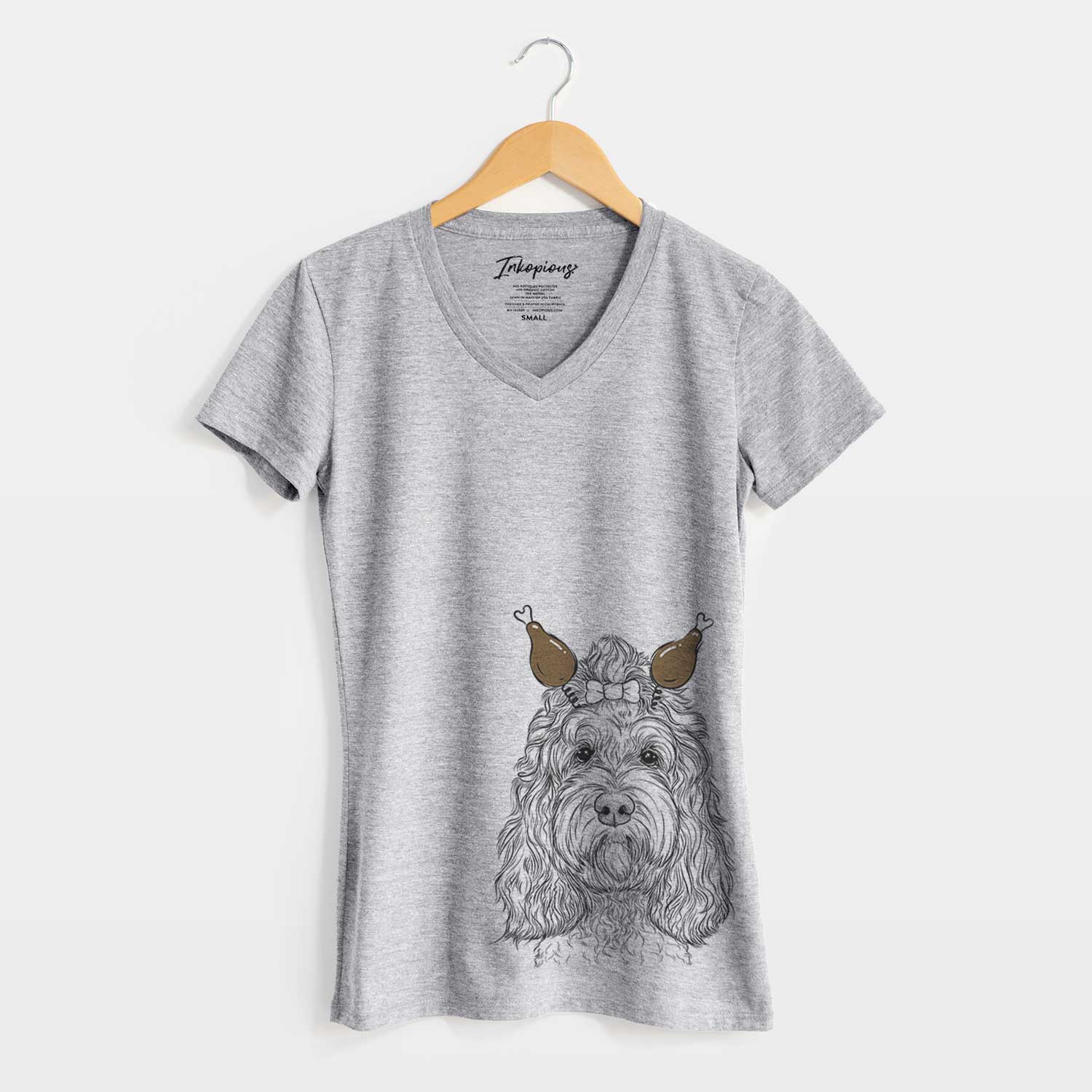 Thanksgiving Chloe the Cockapoo - Women's V-neck Shirt