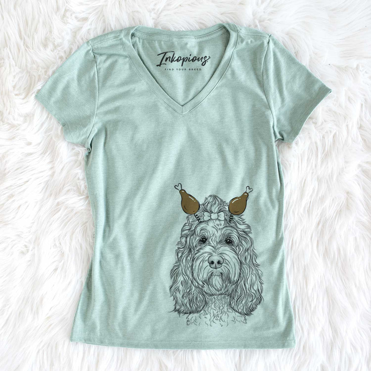 Thanksgiving Chloe the Cockapoo - Women&#39;s V-neck Shirt