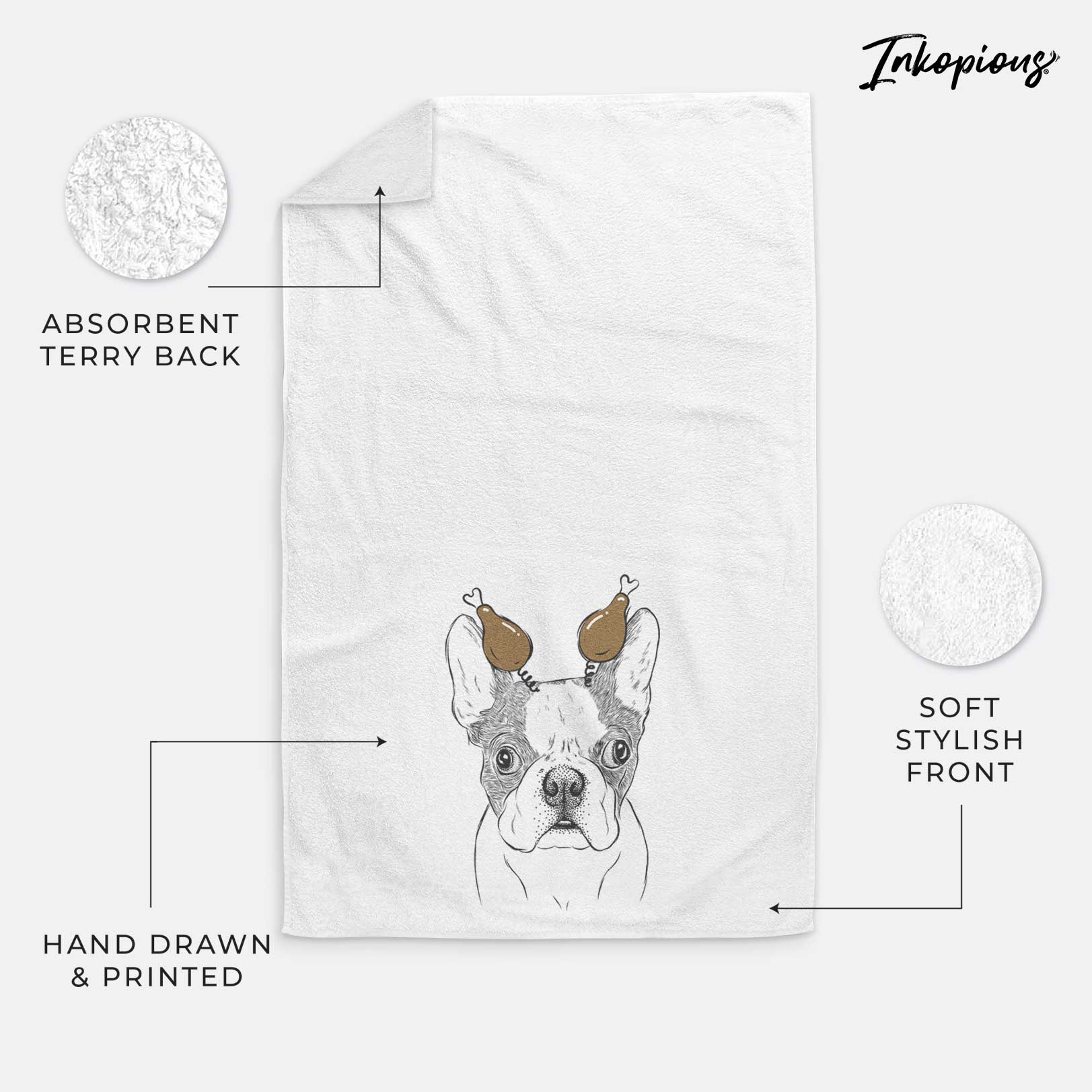 Chocolate Chip the Boston Terrier Decorative Hand Towel