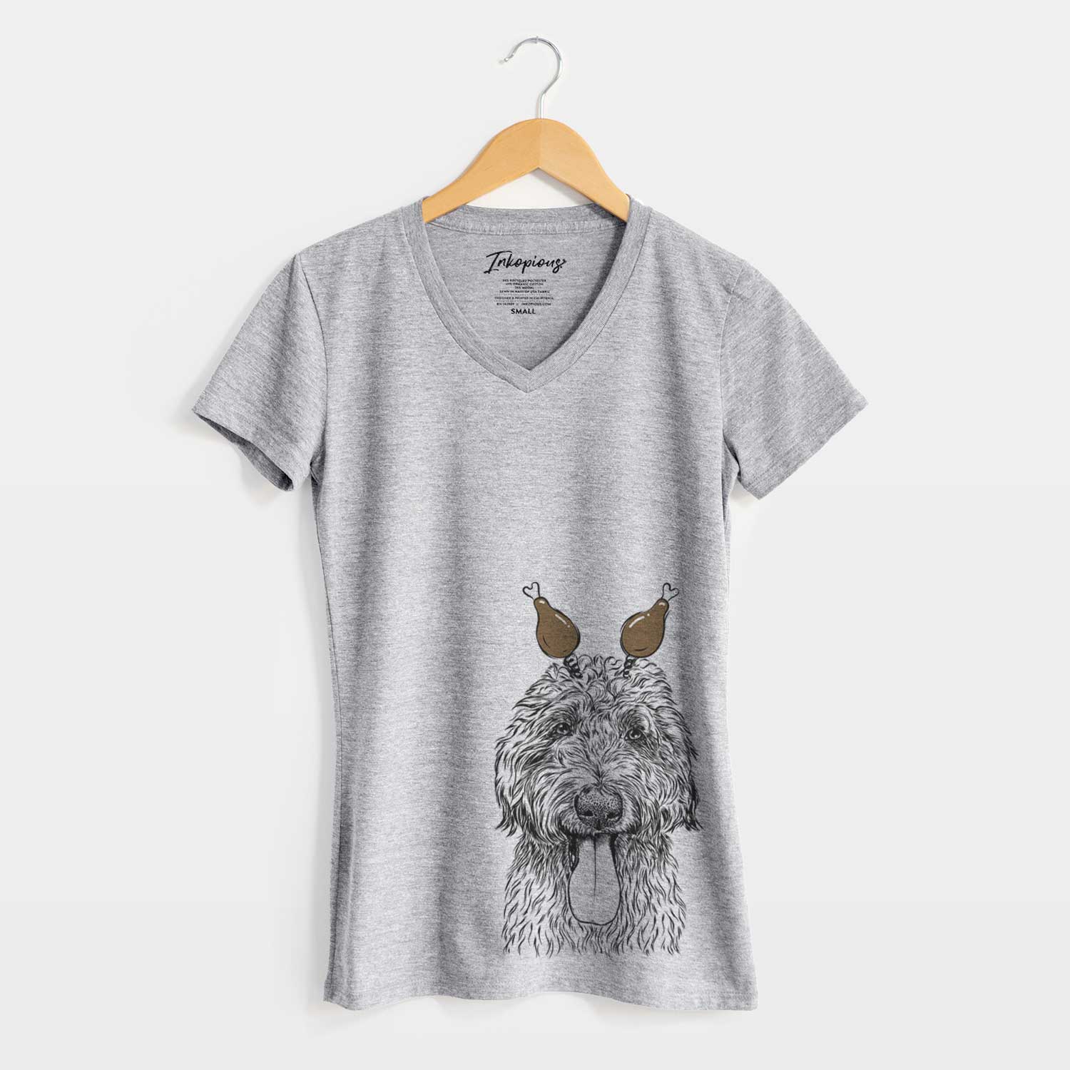 Thanksgiving CiCi Paulk the Aussiedoodle - Women's V-neck Shirt