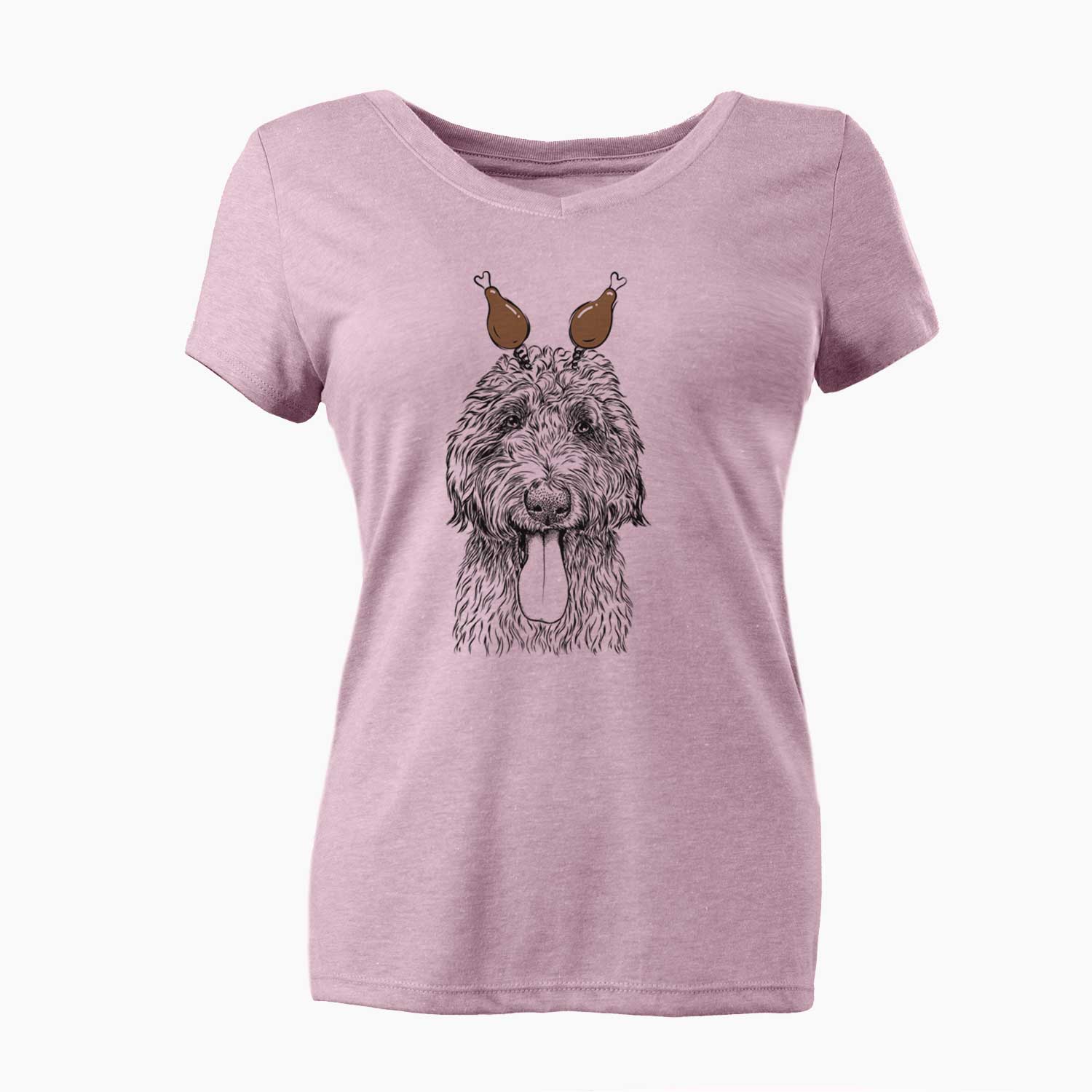 Thanksgiving CiCi Paulk the Aussiedoodle - Women's V-neck Shirt