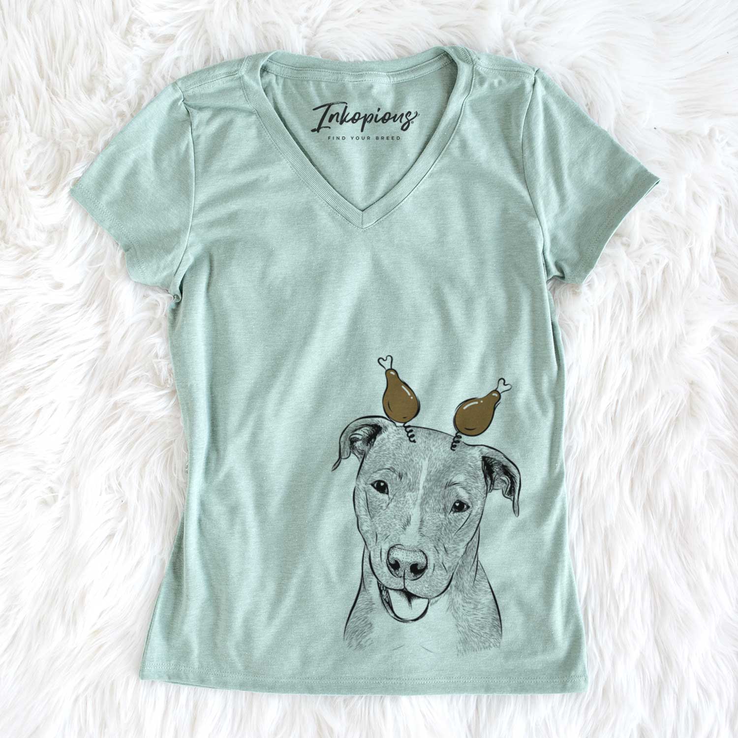 Thanksgiving Claiborne the American Staffordshire Terrier - Women's V-neck Shirt