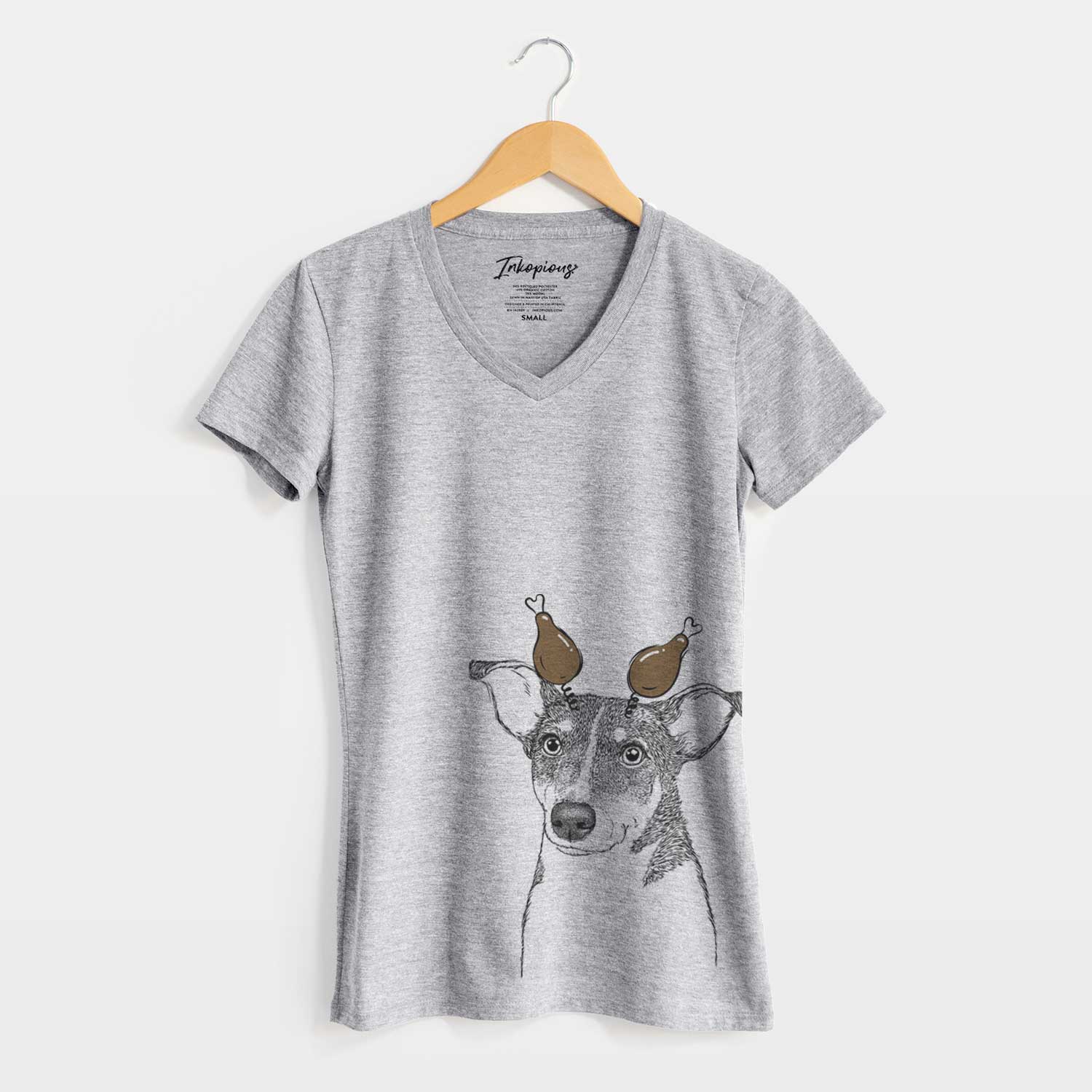 Thanksgiving Cleo the Terrier Mix - Women's V-neck Shirt