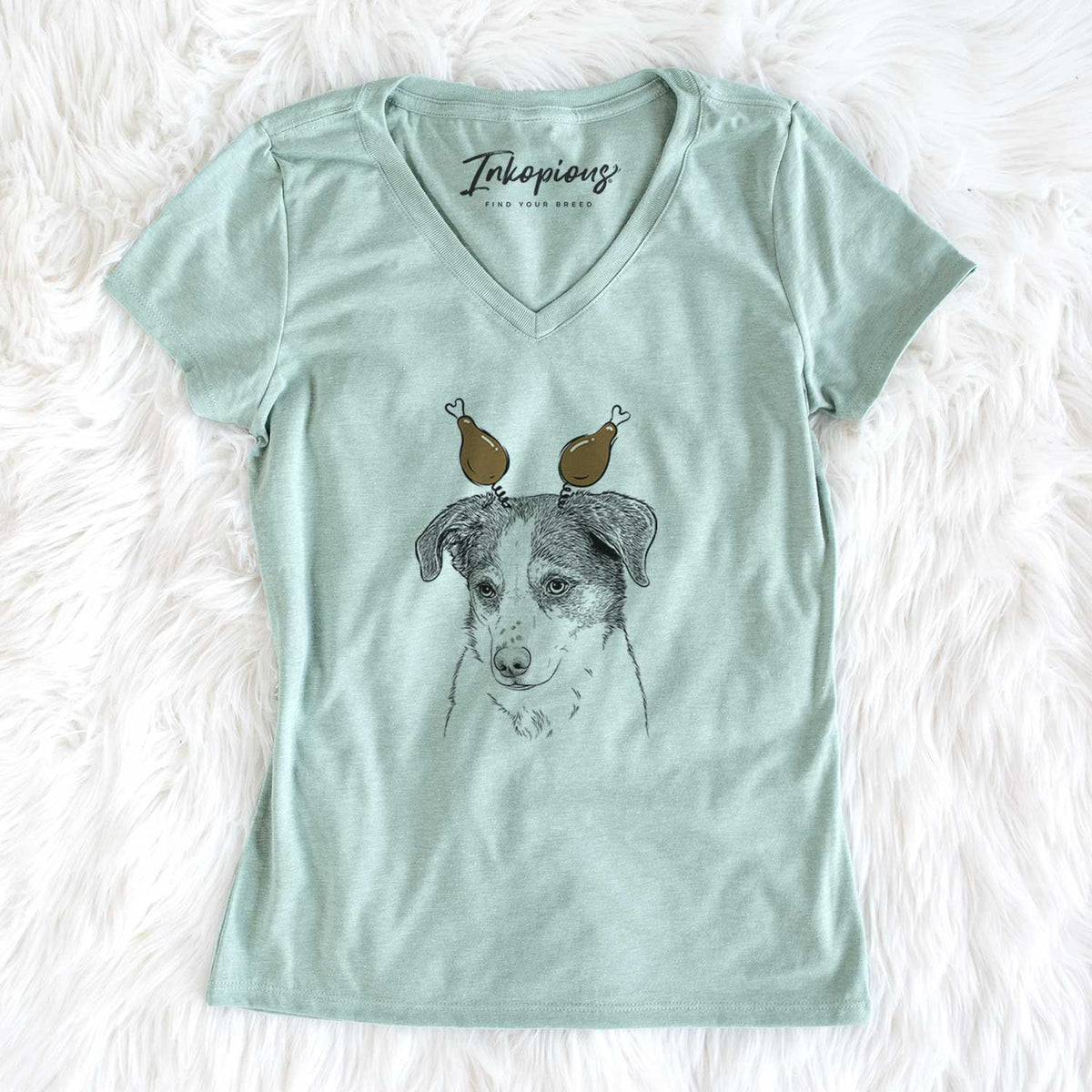 Thanksgiving Coco the Beagle Mix - Women's V-neck Shirt