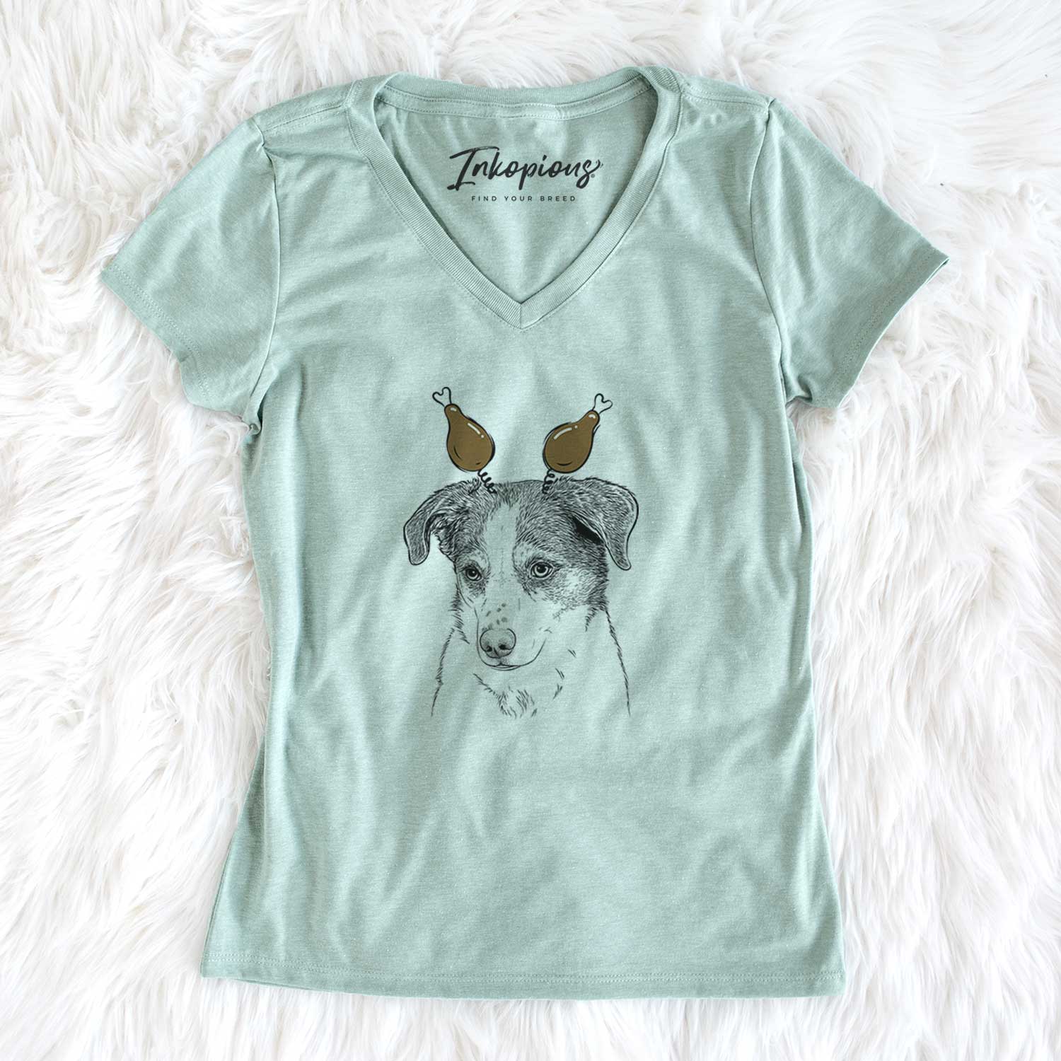 Thanksgiving Coco the Beagle Mix - Women's V-neck Shirt