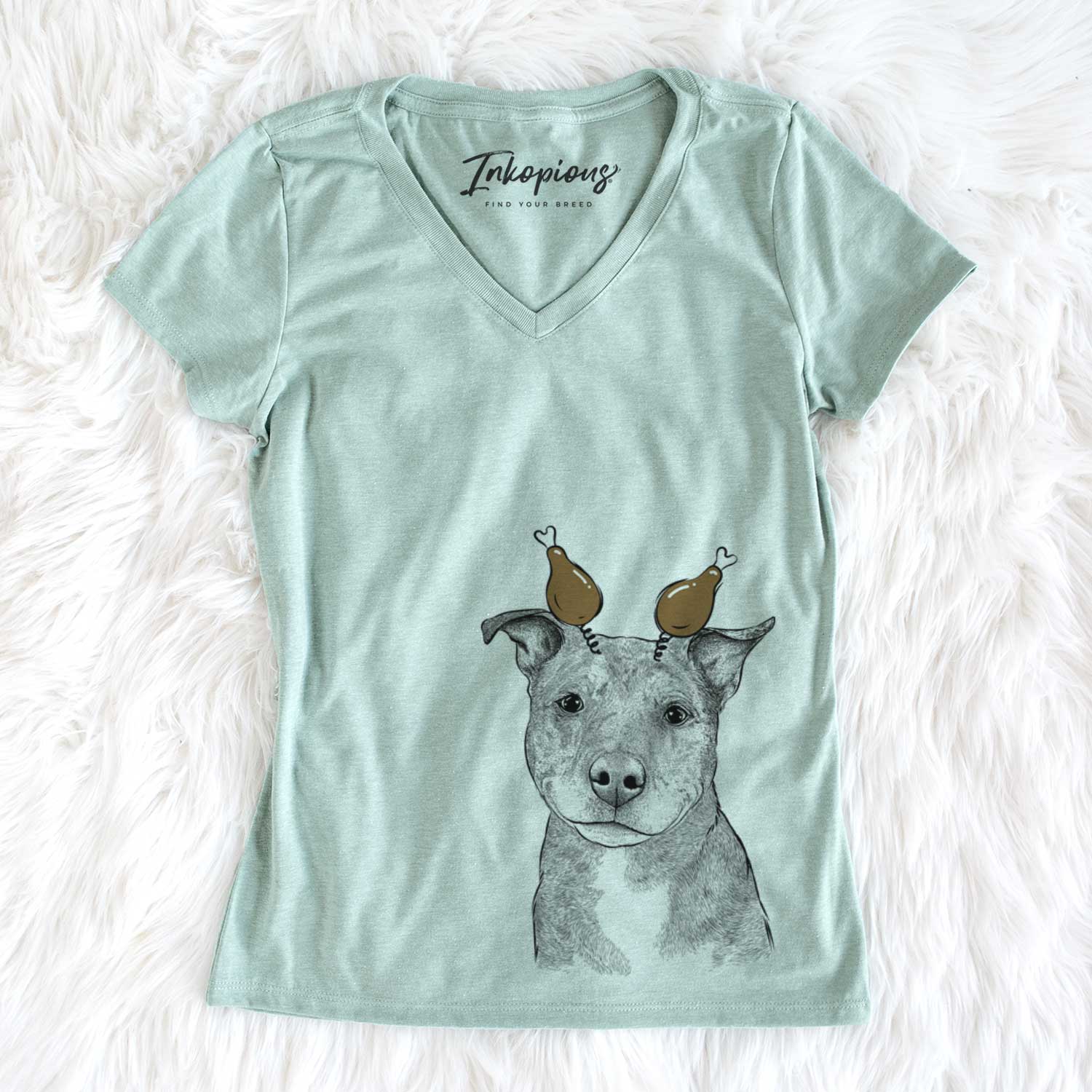 Thanksgiving Cody the Catahoula Mix - Women's V-neck Shirt