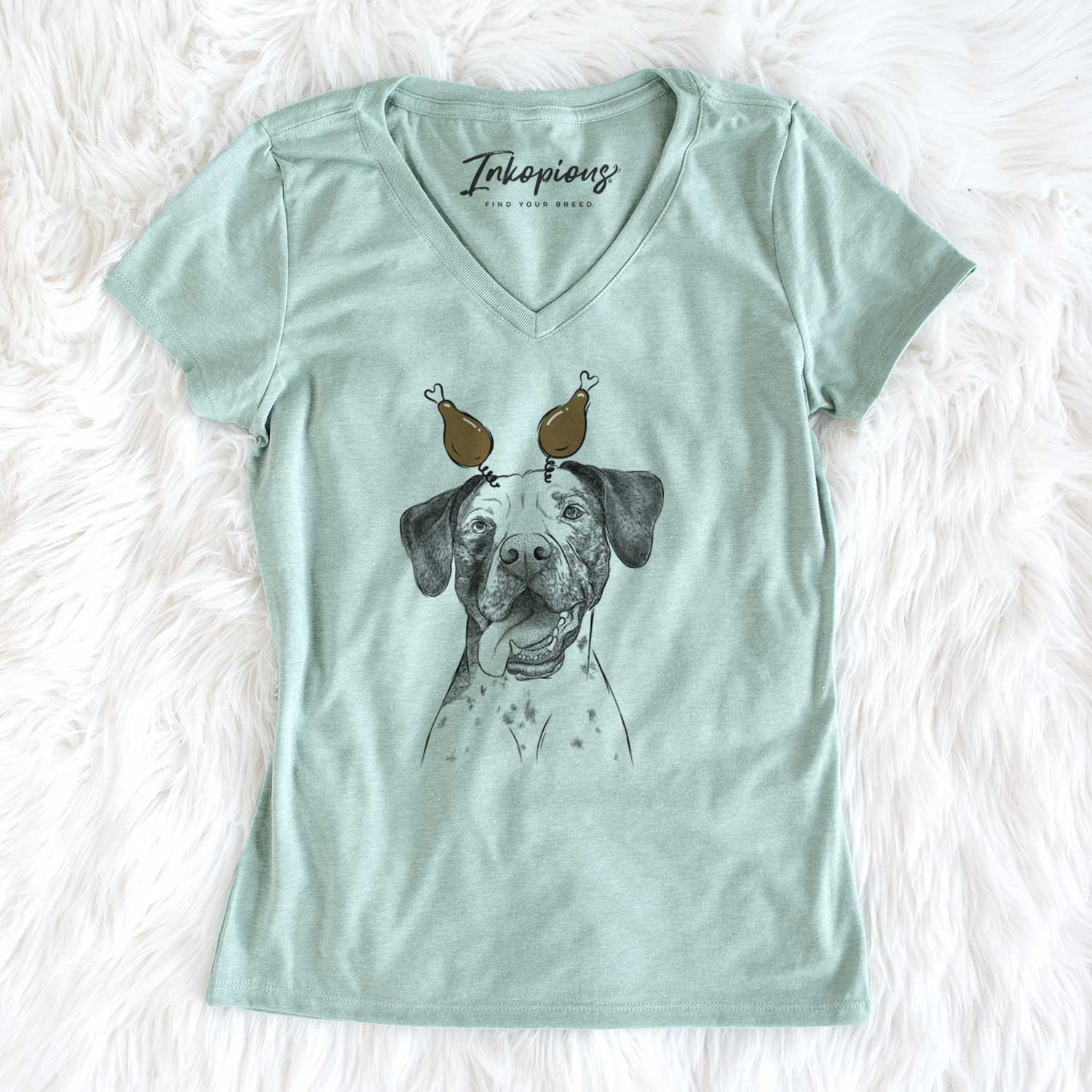 Thanksgiving Cola the Catahoula - Women's V-neck Shirt