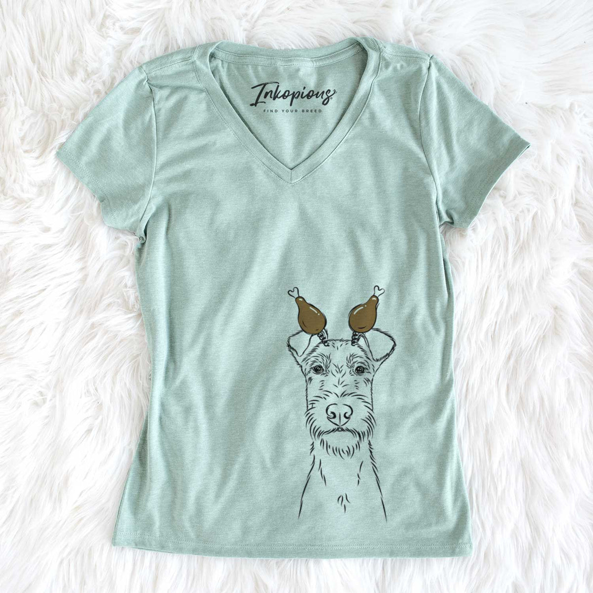 Thanksgiving Connor the Irish Terrier - Women&#39;s V-neck Shirt